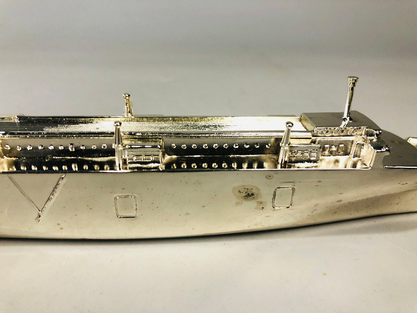 Y7111 OKIMONO metal ship Paperweight Toyota-maru box Japan antique stationery