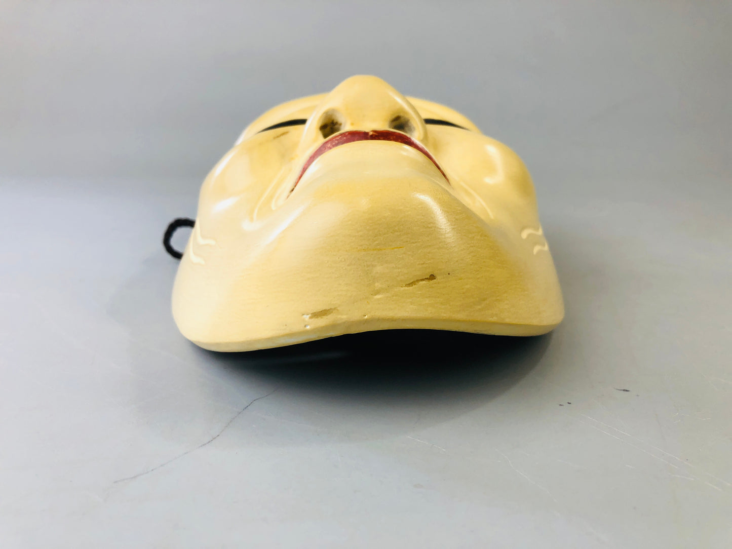 Y7118 NOH MASK wood carving signed Japan antique traditional omen dance drama