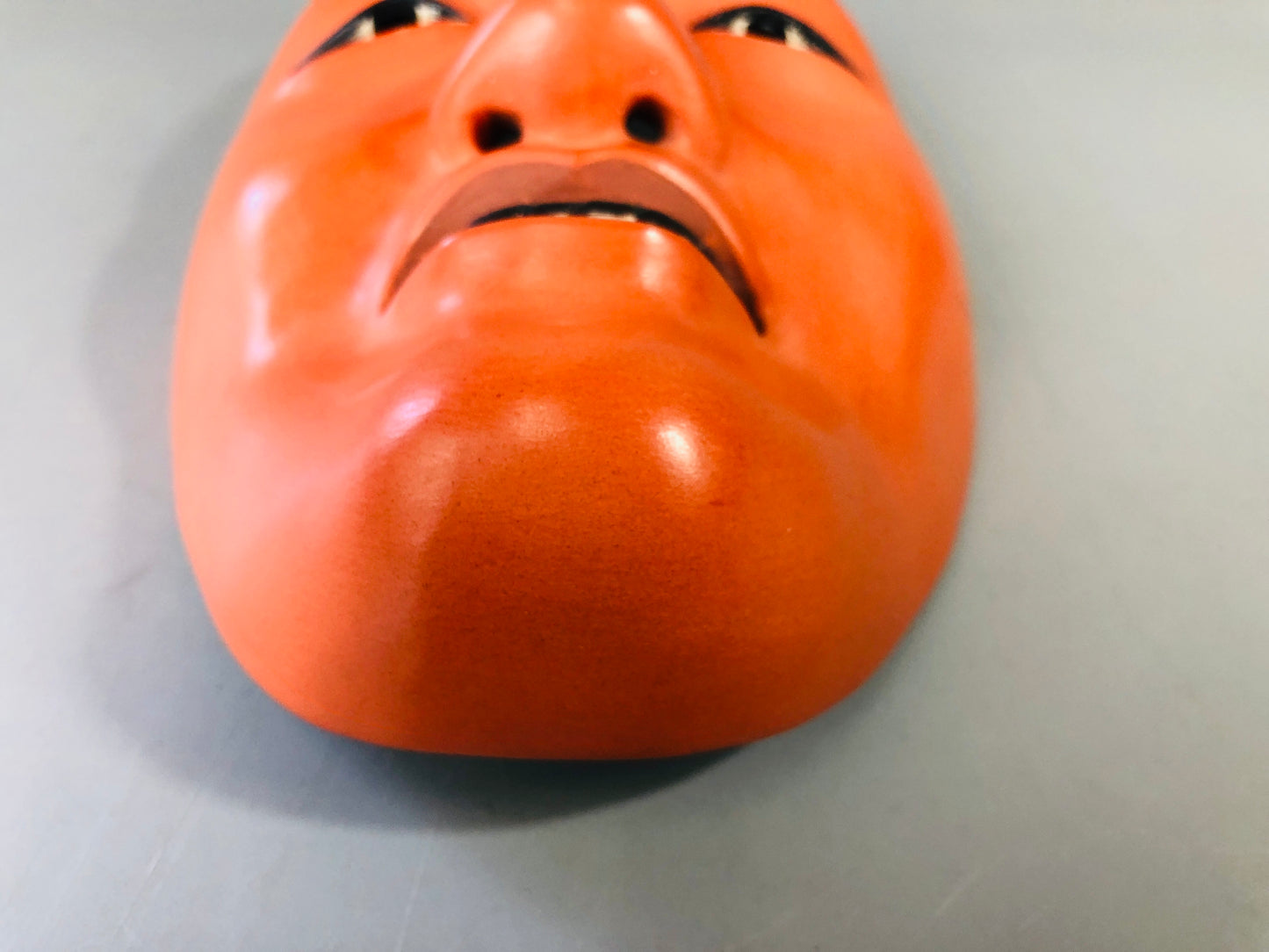 Y7123 NOH MASK wood carving Shoujou signed Japan antique traditional omen men