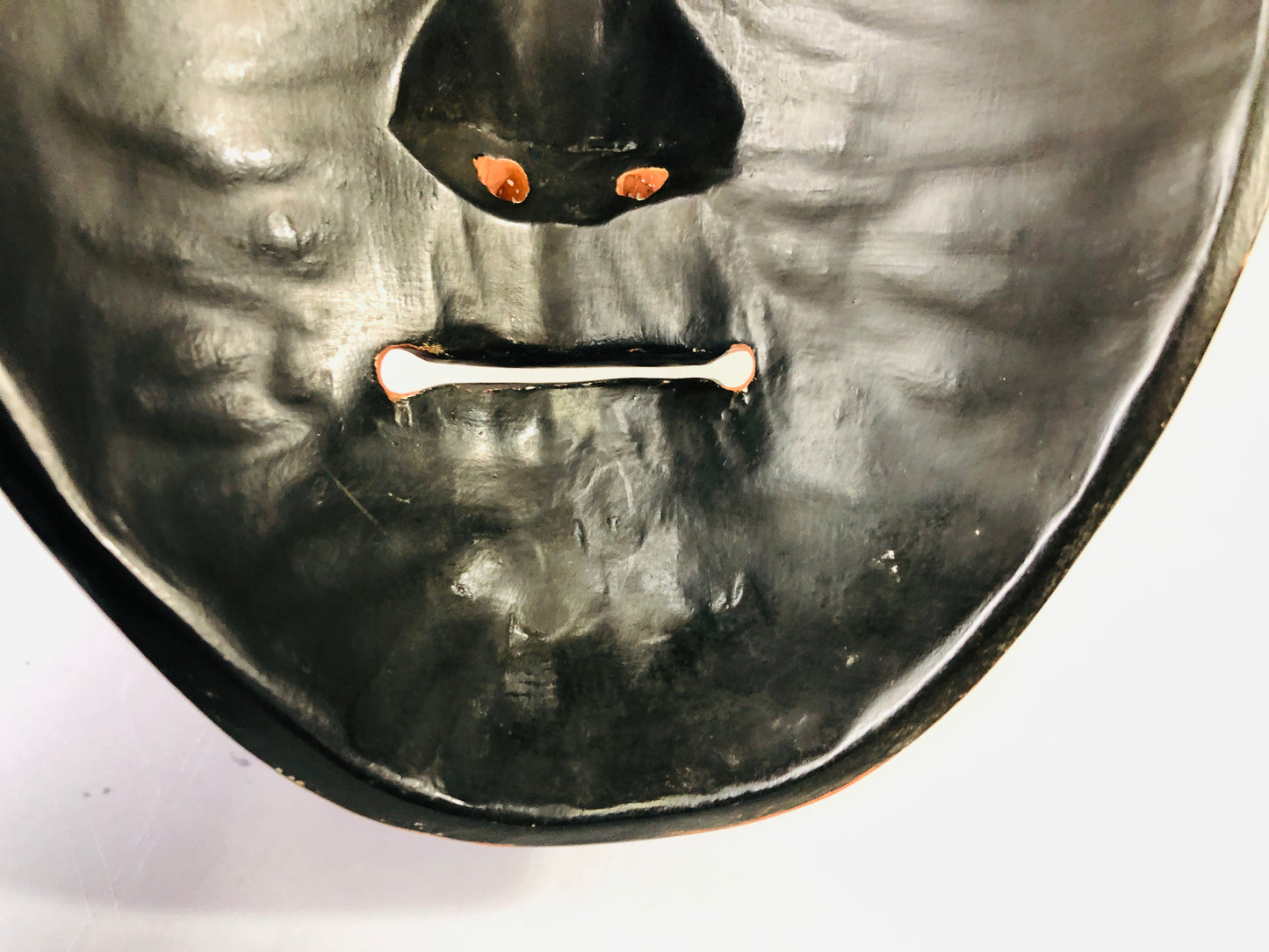 Y7123 NOH MASK wood carving Shoujou signed Japan antique traditional omen men