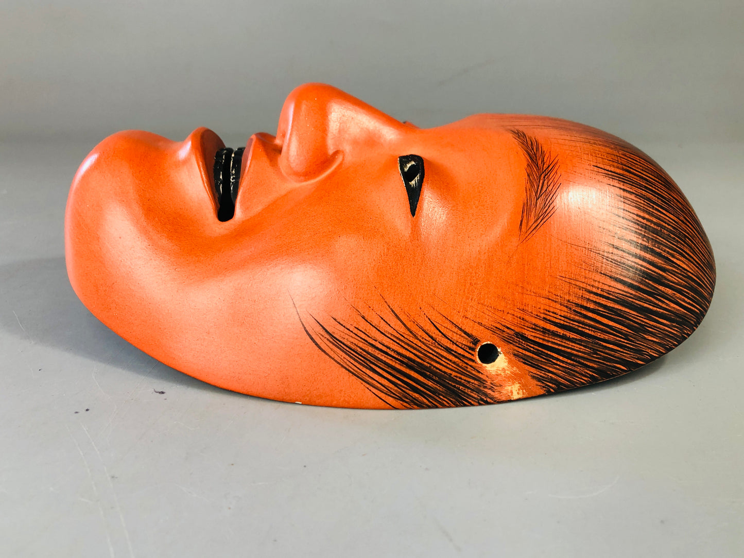 Y7123 NOH MASK wood carving Shoujou signed Japan antique traditional omen men