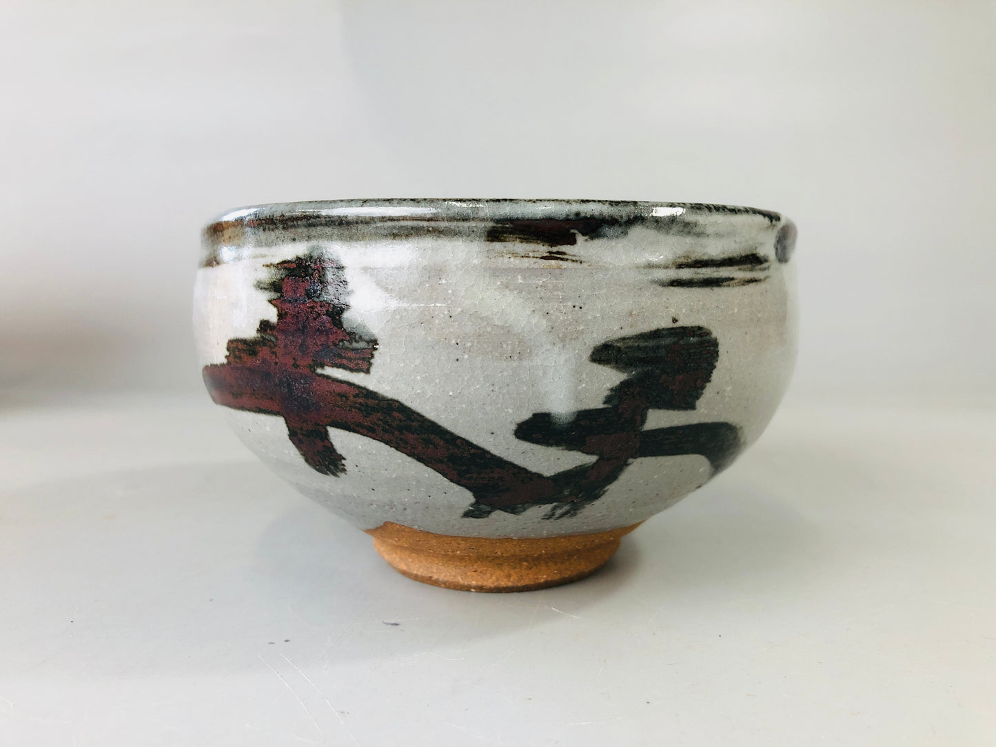 Y7124 CHAWAN Karatsu-ware bowl signed box ekaratsu Japan antique tea ceremony