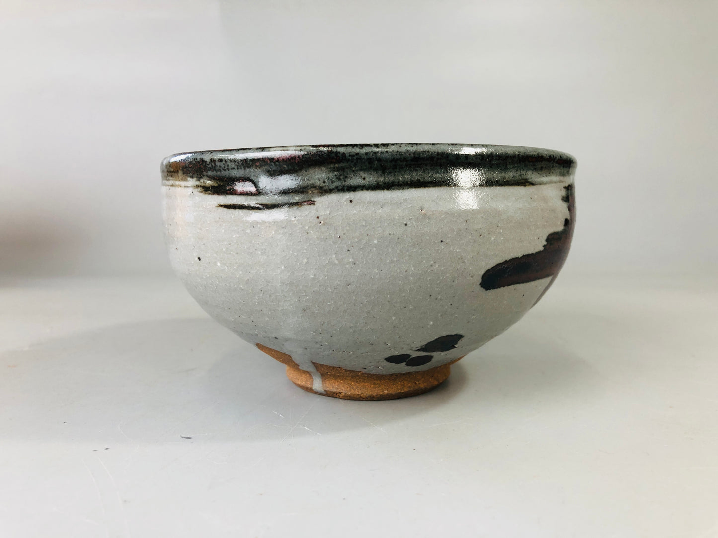 Y7124 CHAWAN Karatsu-ware bowl signed box ekaratsu Japan antique tea ceremony
