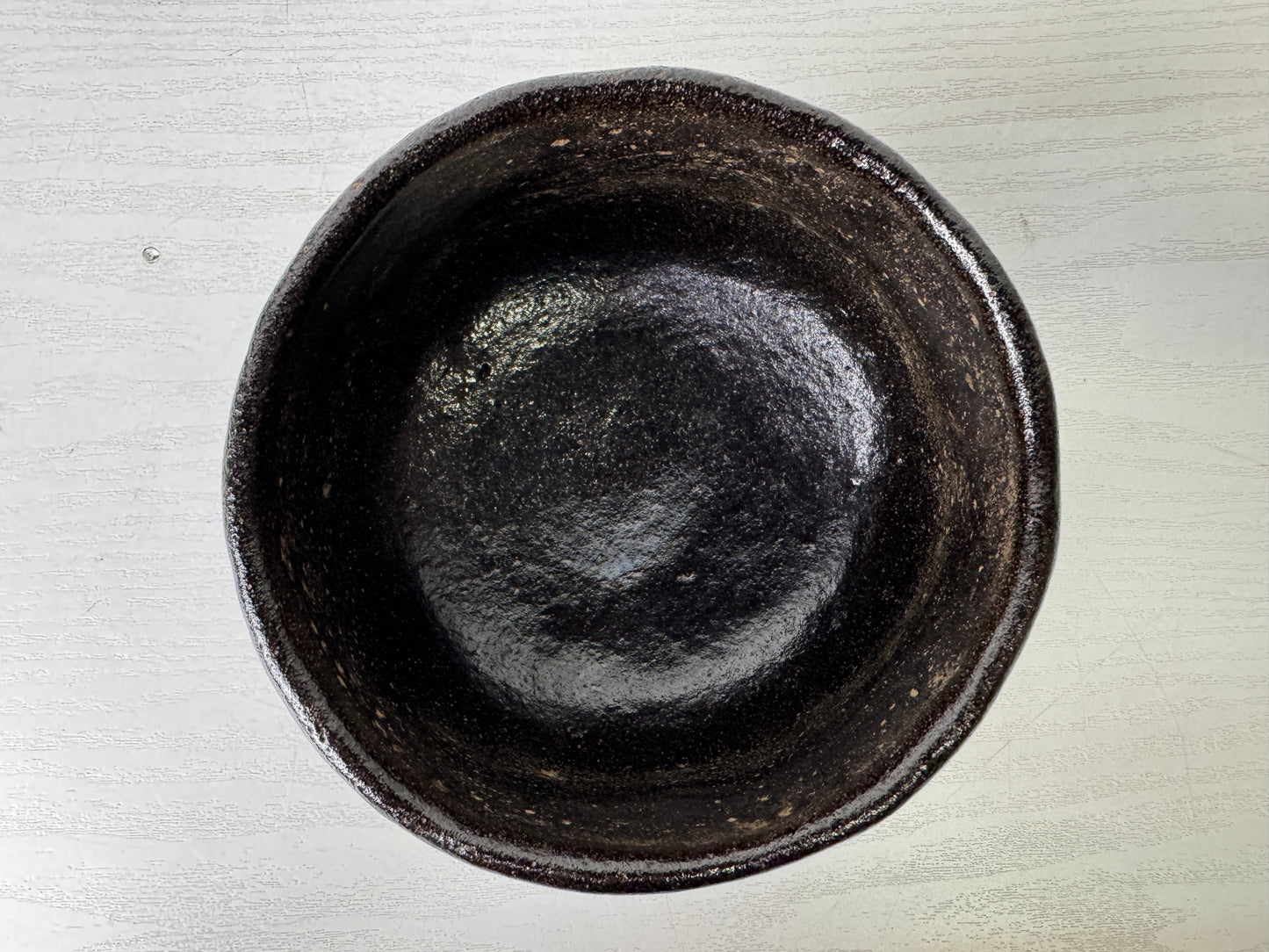 Y10002 CHAWAN Raku-ware black bowl signed box Japan antique tea ceremony pottery