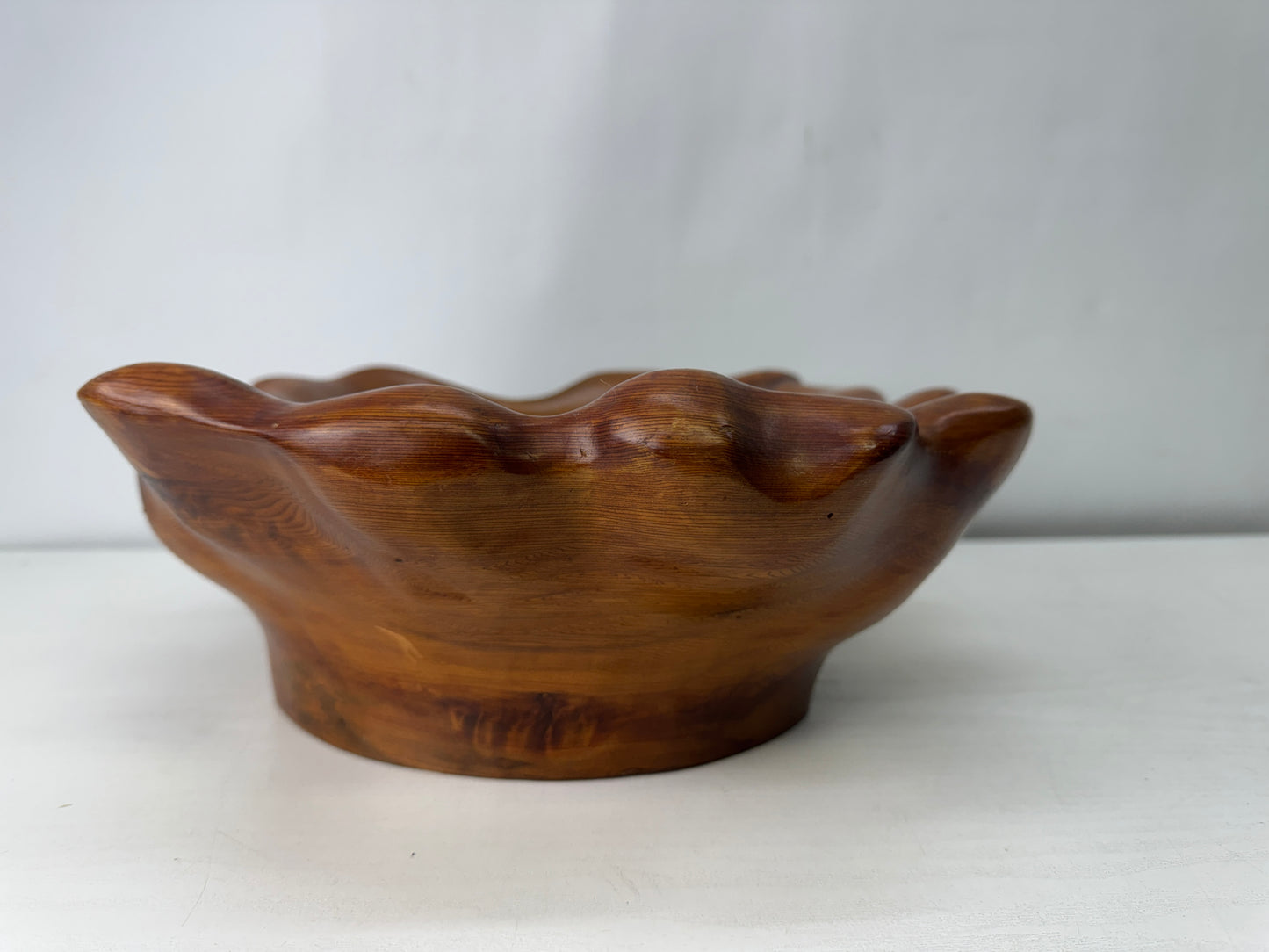Y10007 DISH Yakusugi wooden confectionery bowl signed Japan antique tableware