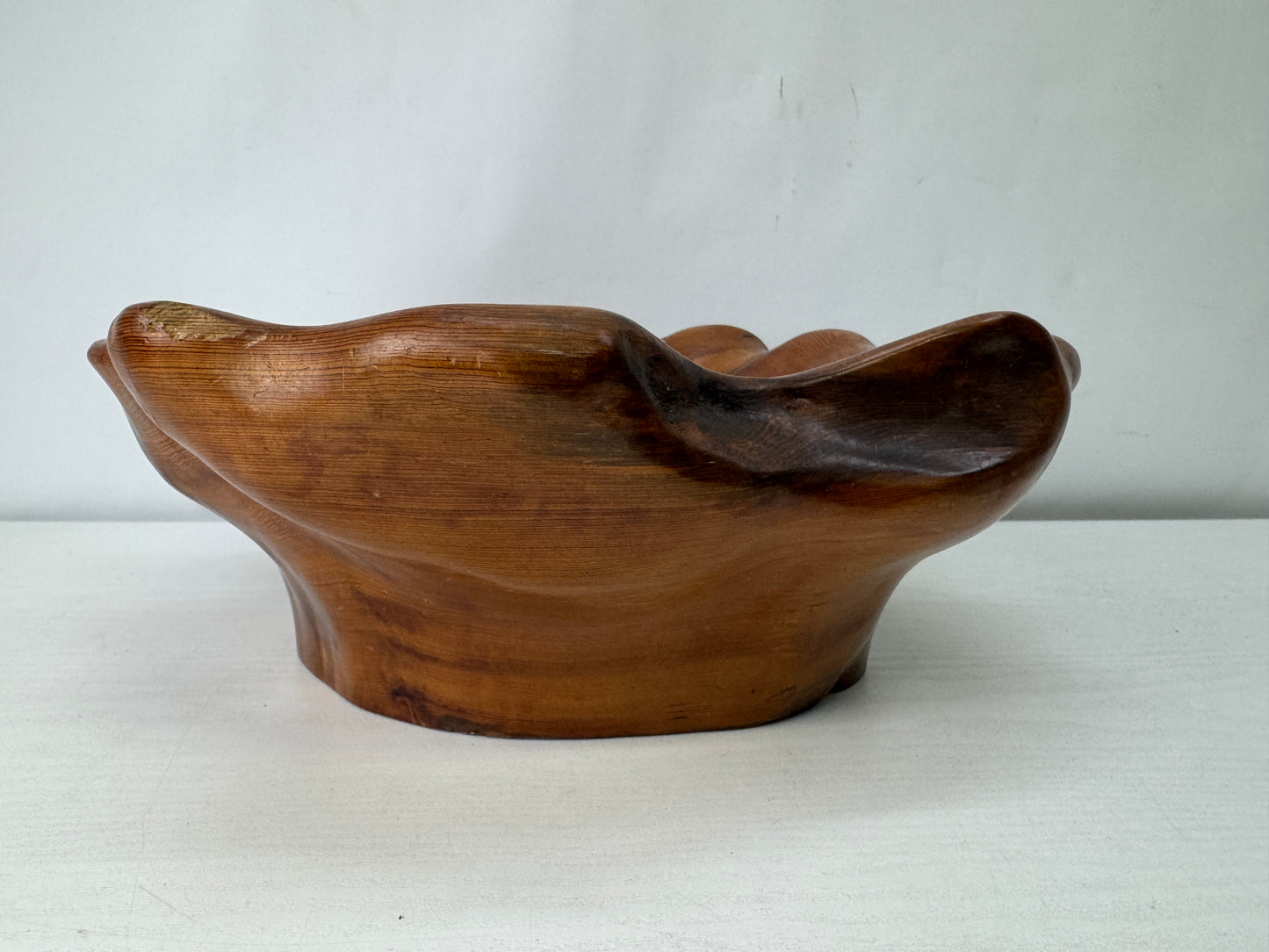 Y10007 DISH Yakusugi wooden confectionery bowl signed Japan antique tableware