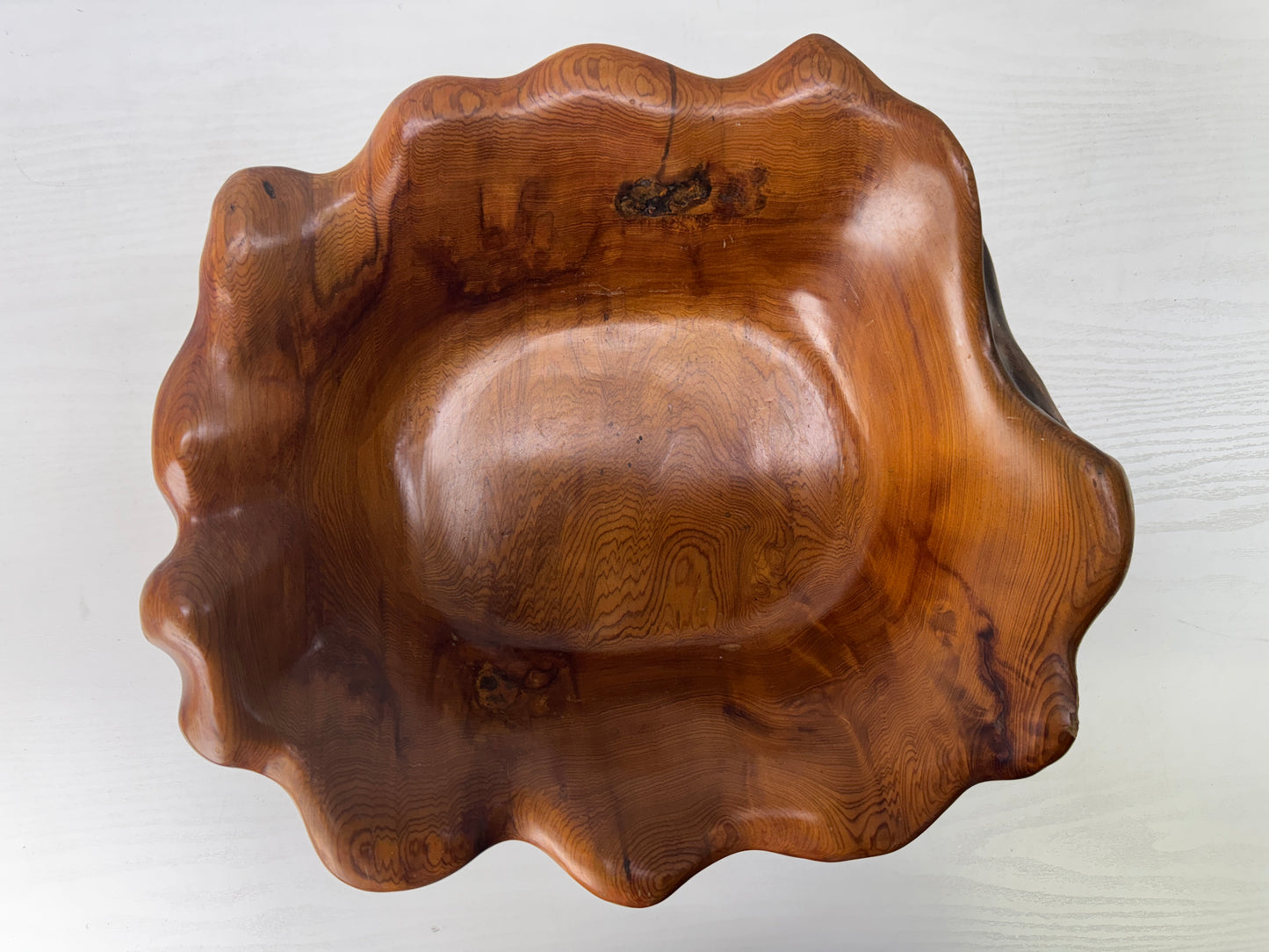 Y10007 DISH Yakusugi wooden confectionery bowl signed Japan antique tableware
