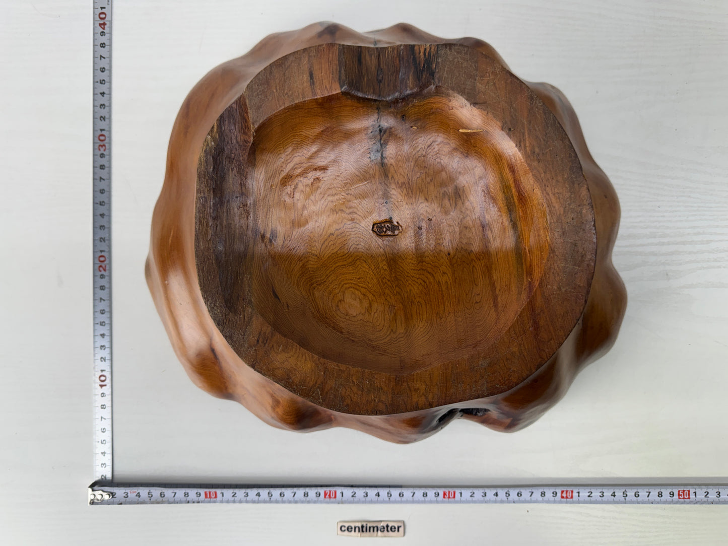 Y10007 DISH Yakusugi wooden confectionery bowl signed Japan antique tableware