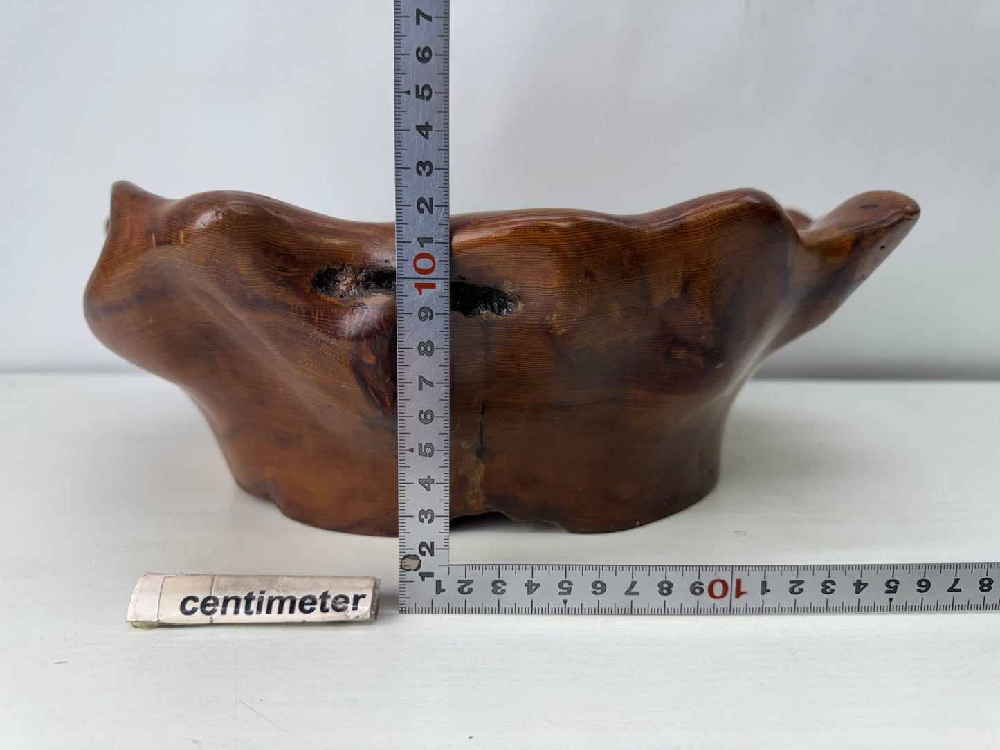 Y10007 DISH Yakusugi wooden confectionery bowl signed Japan antique tableware