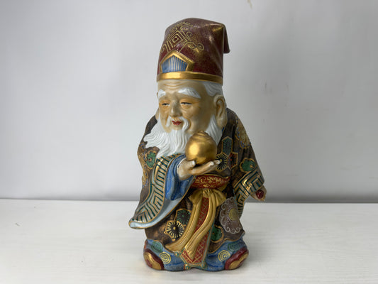 Y10009 STATUE Kutani-ware Hermit figurine figure signed Japan antique Buddhism