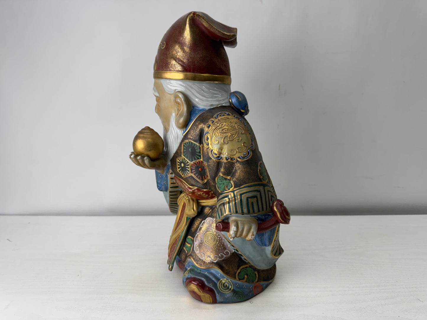 Y10009 STATUE Kutani-ware Hermit figurine figure signed Japan antique Buddhism