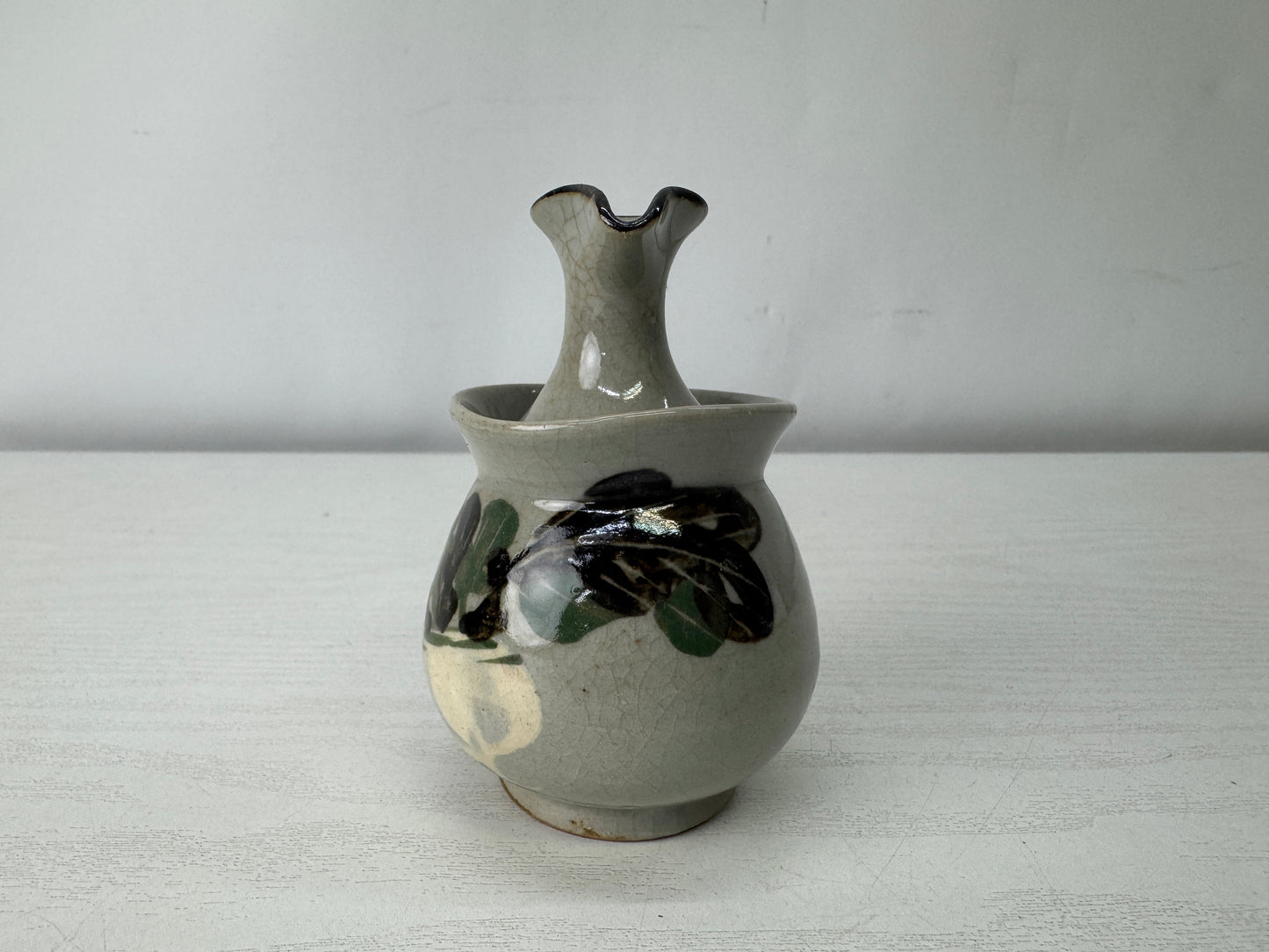 Y10011 Candle Holder Inuyama-ware candlestick signed Japan antique lighting