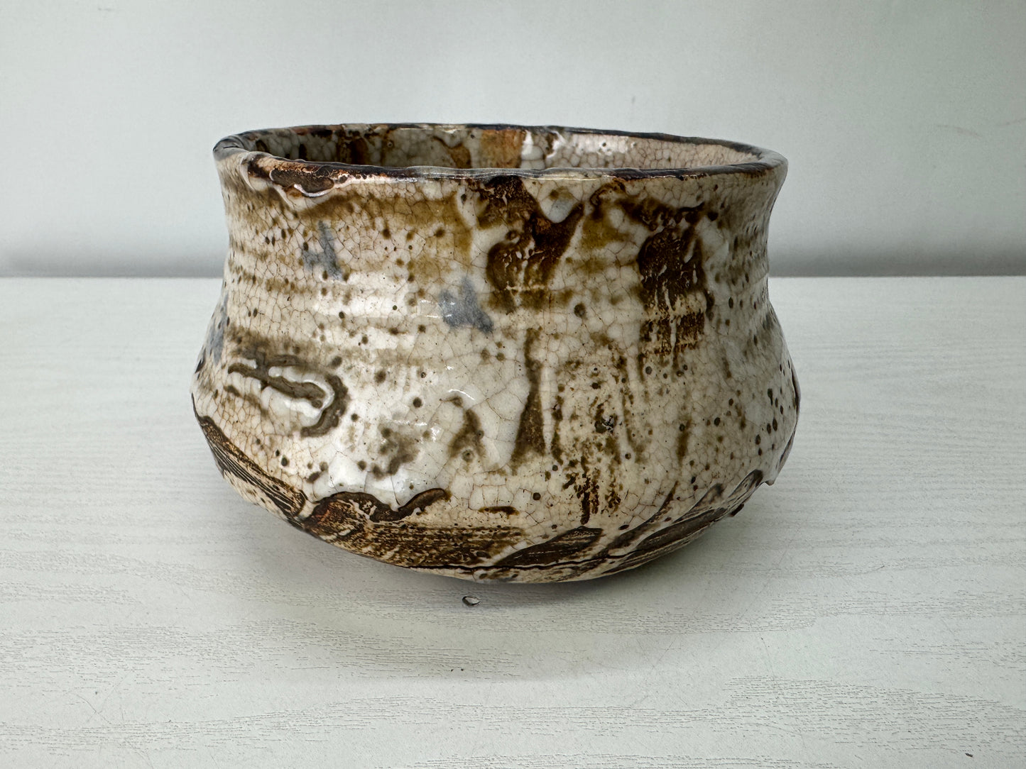 Y10012 KENSUI Shino-ware water pot tea ceremony utensil Japan antique contaiiner