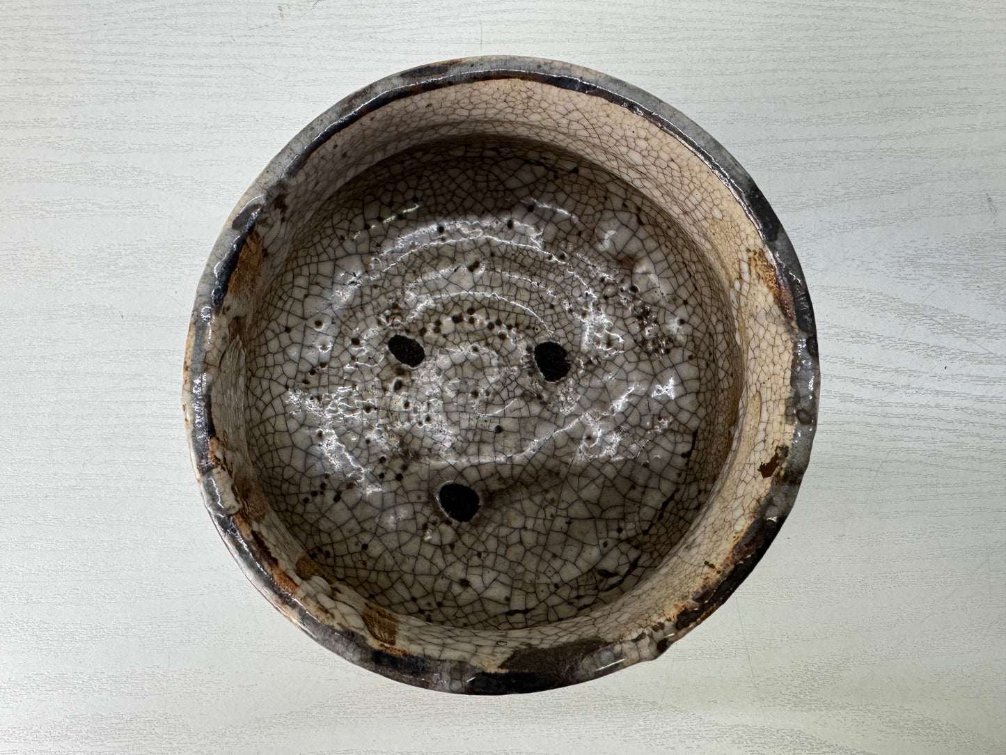 Y10012 KENSUI Shino-ware water pot tea ceremony utensil Japan antique contaiiner