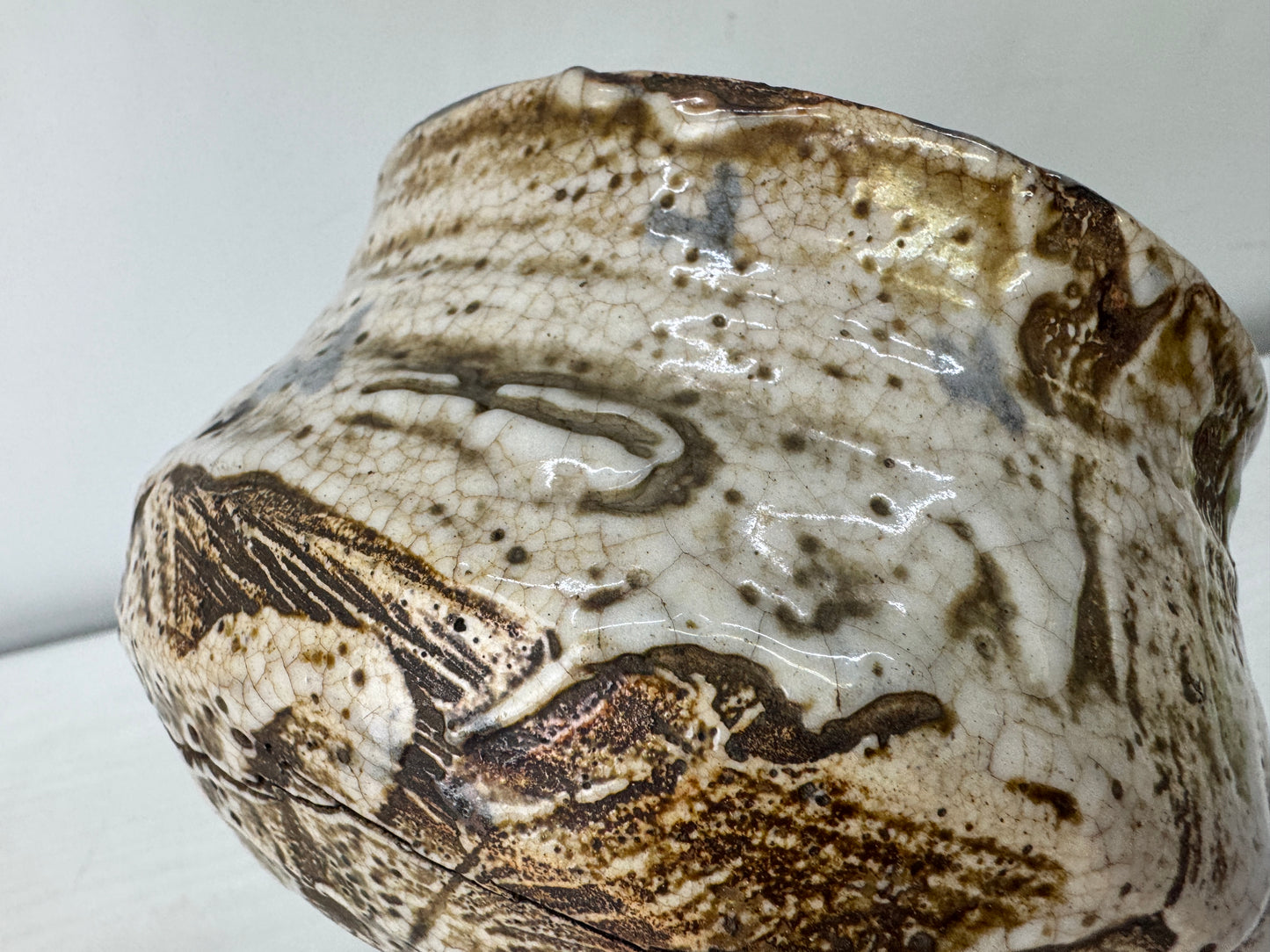 Y10012 KENSUI Shino-ware water pot tea ceremony utensil Japan antique contaiiner