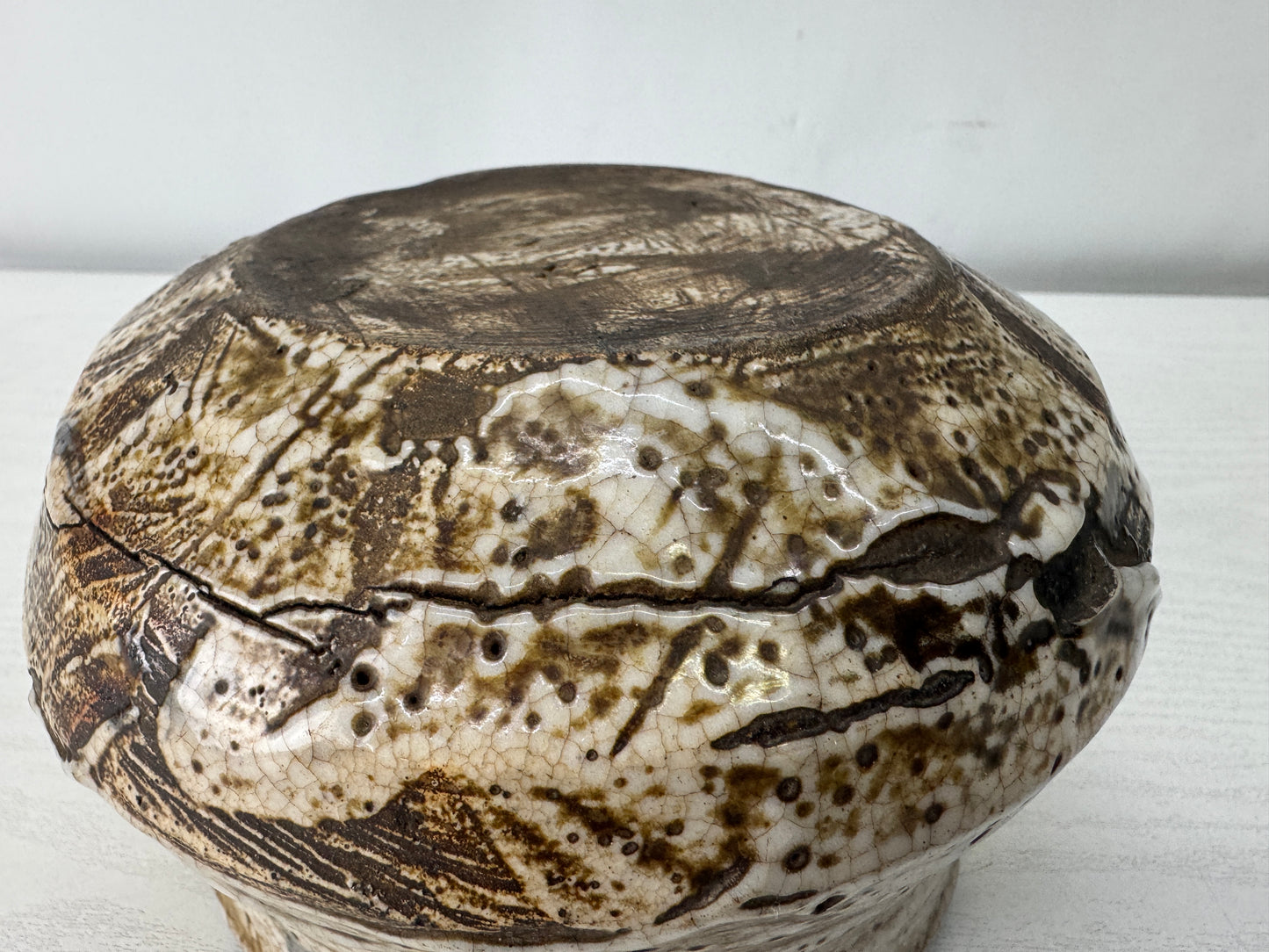 Y10012 KENSUI Shino-ware water pot tea ceremony utensil Japan antique contaiiner