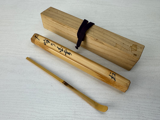 Y10014 CHASHAKU Bamboo scoop signed box Japan Tea Ceremony utensils antique
