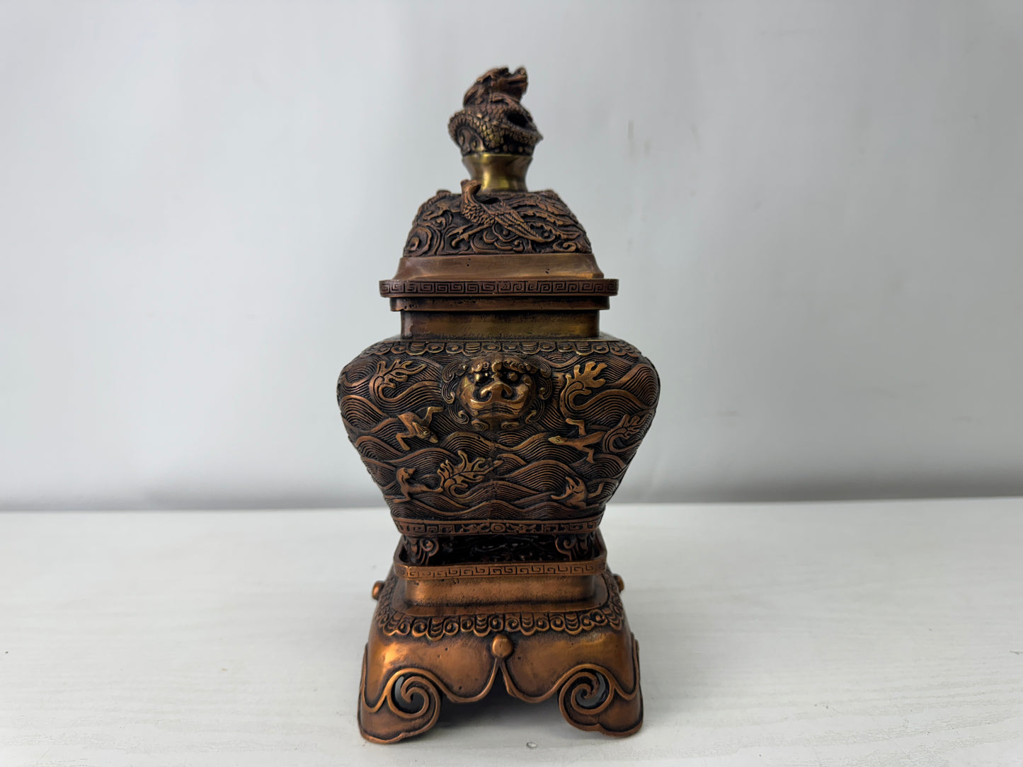 Y10018 KOURO copper Incense Burner signed China antique fragrance aromatherapy