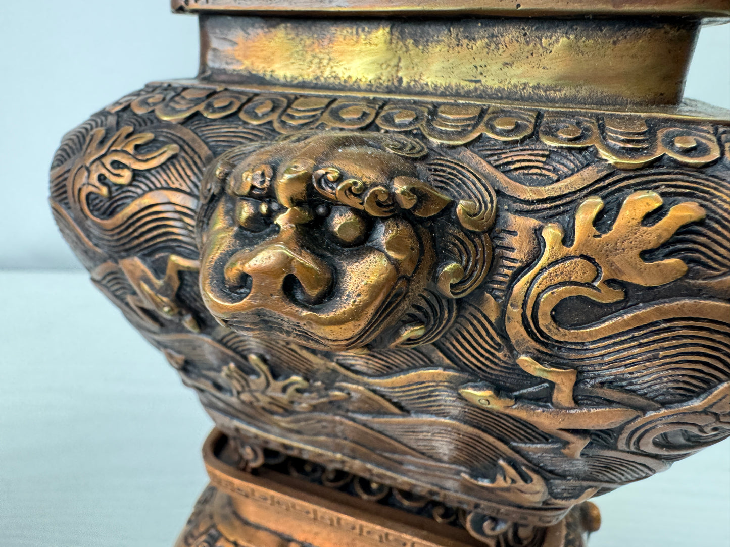 Y10018 KOURO copper Incense Burner signed China antique fragrance aromatherapy
