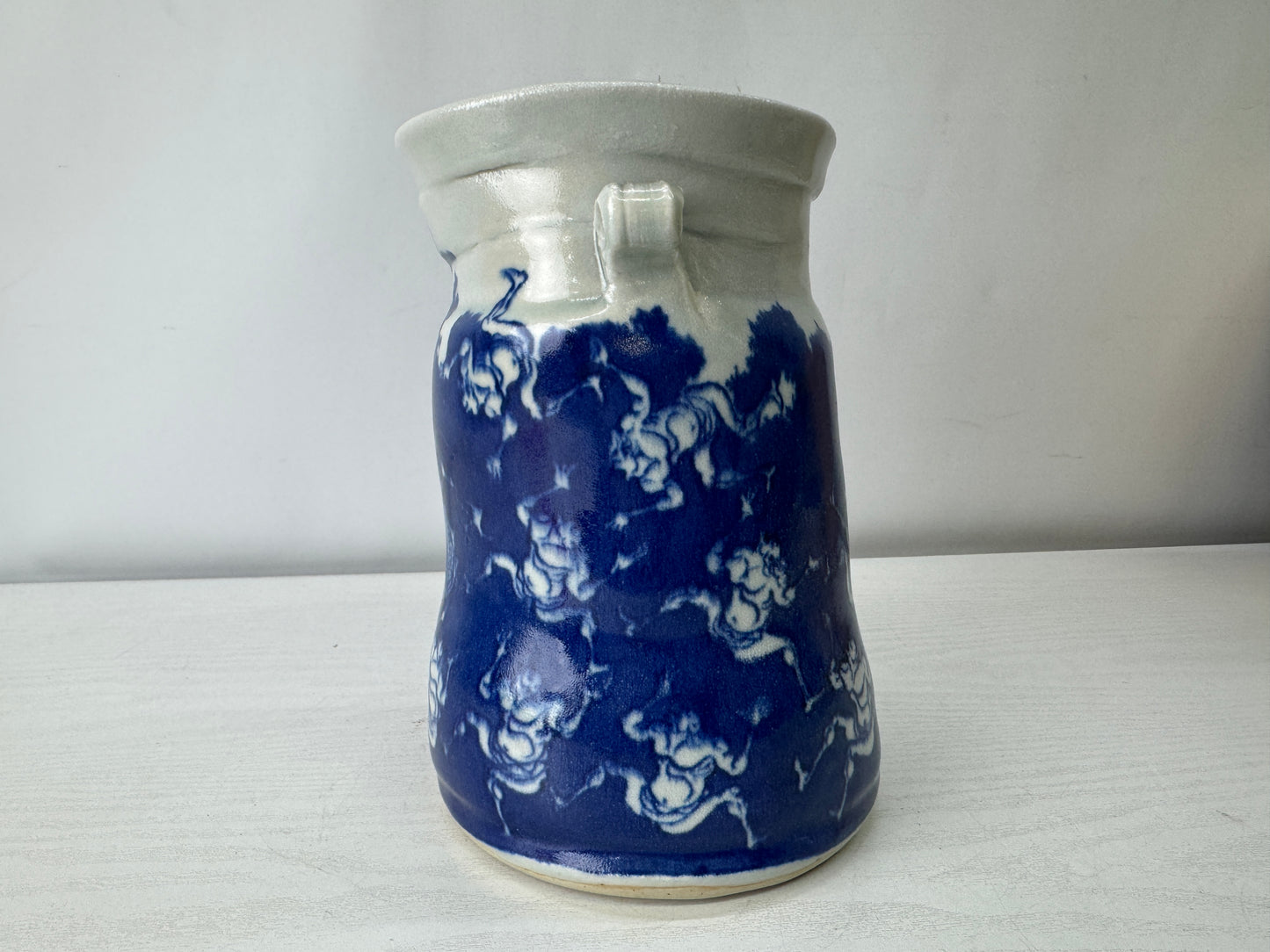 Y10019 FLOWER VASE Seto-ware signed box Japan antique ikebana floral interior