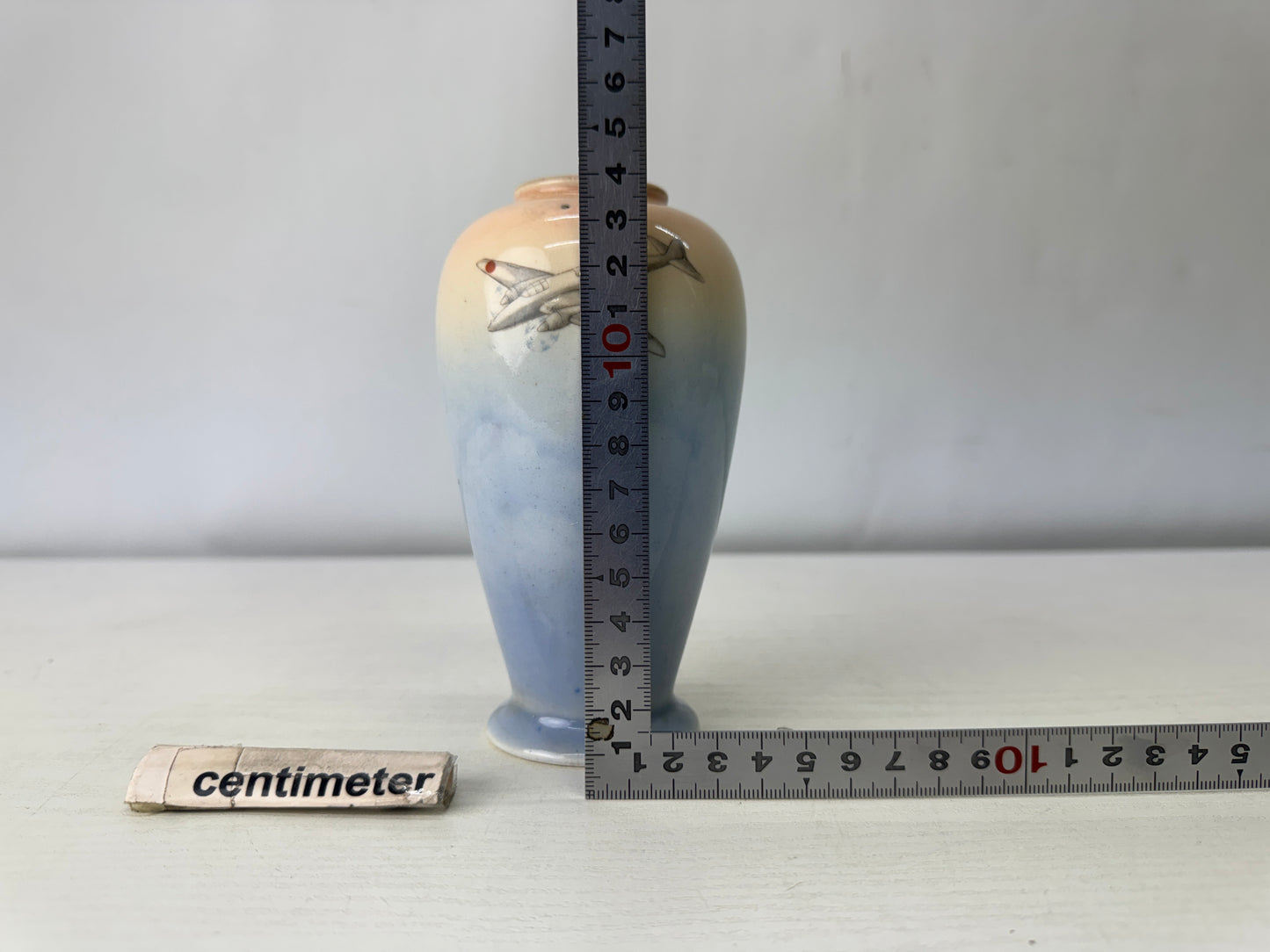 Y10020 Imperial Japan Army Flower vase Fighter plane signed Japan WW2 vintage