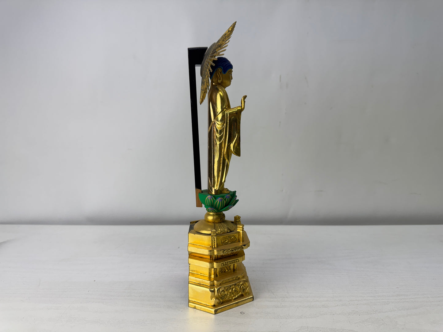 Y10023 STATUE wood carving Amida Nyorai Buddha figurine Japan antique Buddhism