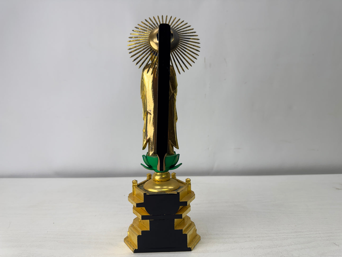 Y10023 STATUE wood carving Amida Nyorai Buddha figurine Japan antique Buddhism