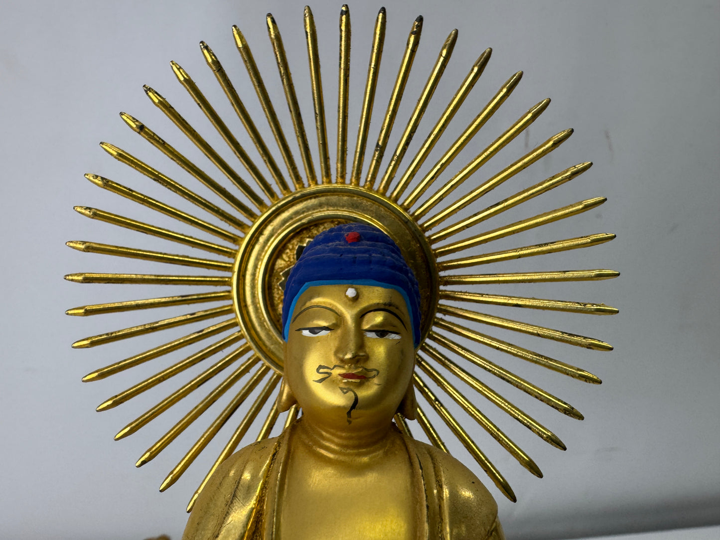 Y10023 STATUE wood carving Amida Nyorai Buddha figurine Japan antique Buddhism