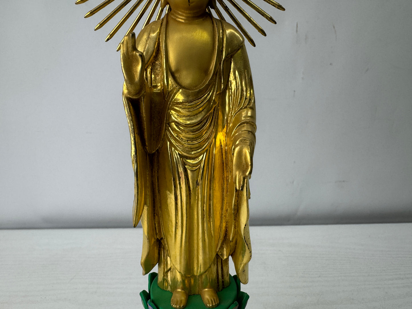 Y10023 STATUE wood carving Amida Nyorai Buddha figurine Japan antique Buddhism