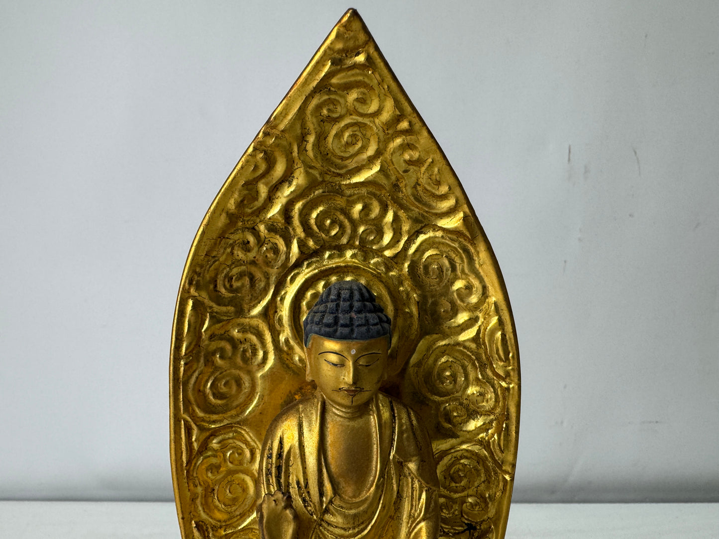 Y10024 STATUE wood carving standing Amida Nyorai figure Japan antique Buddhism