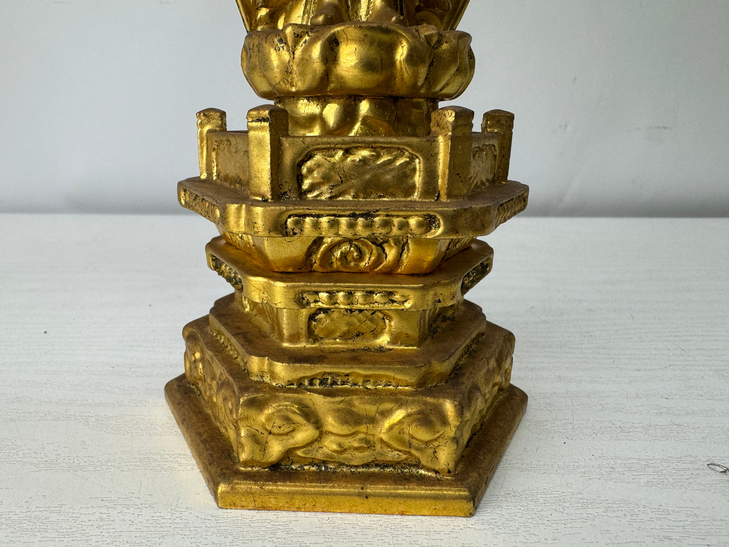 Y10024 STATUE wood carving standing Amida Nyorai figure Japan antique Buddhism