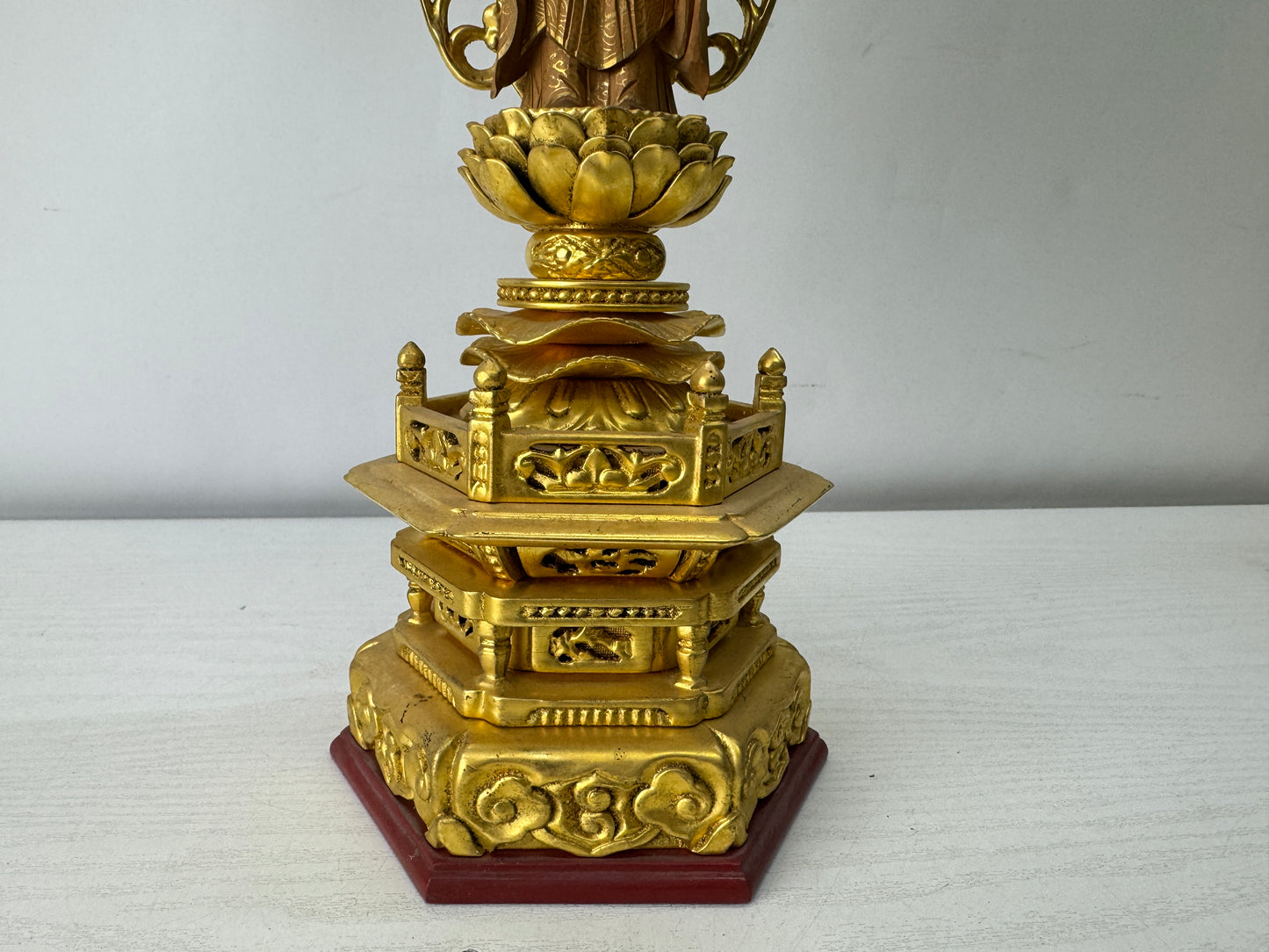 Y10025 STATUE wood carving Amida Nyorai Buddha figurine Japan antique Buddhism