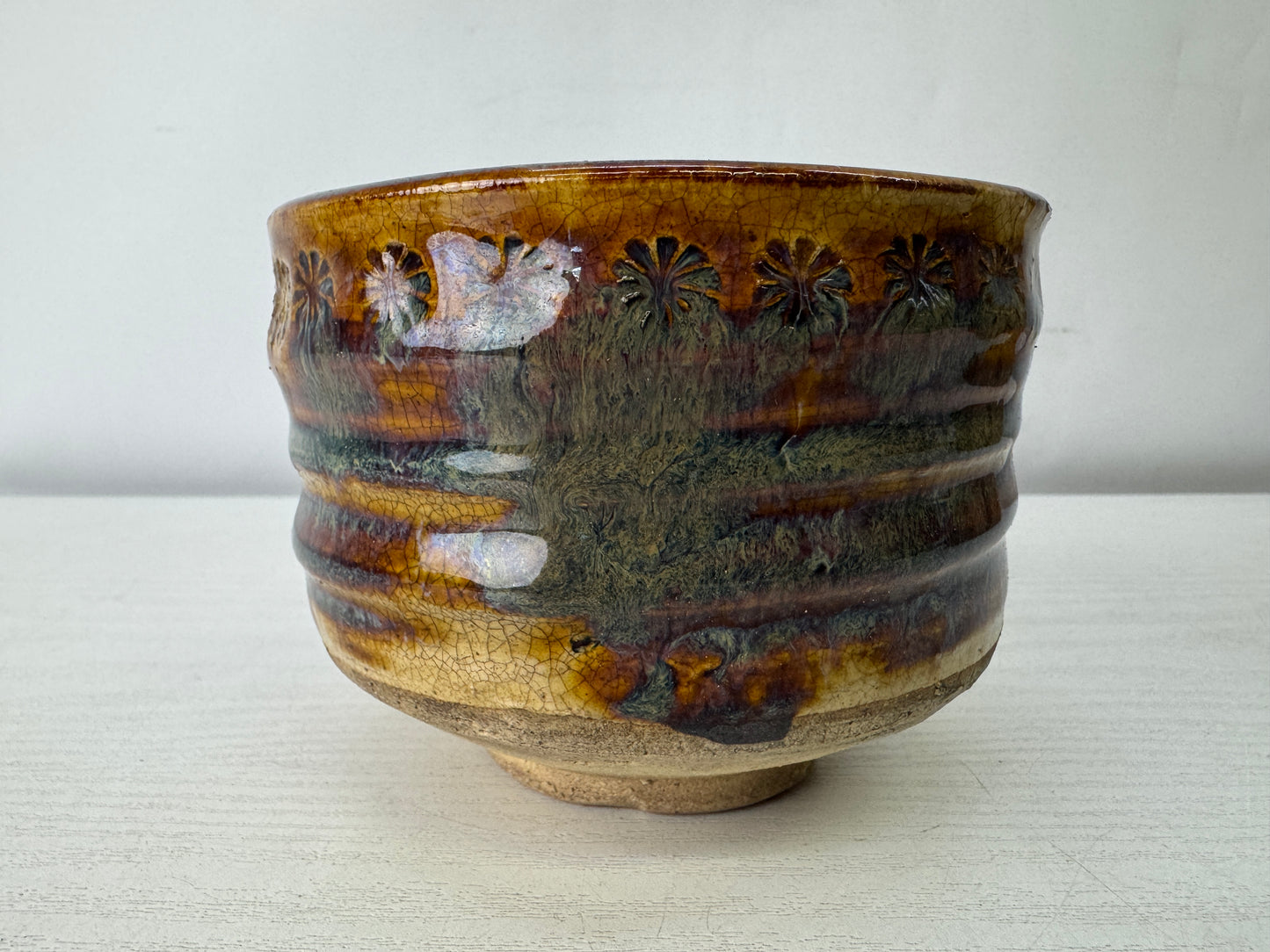 Y10031 CHAWAN Seto-ware bowl signed box Japan antique tea ceremony pottery cup