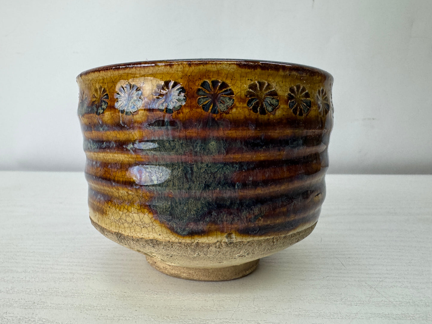 Y10031 CHAWAN Seto-ware bowl signed box Japan antique tea ceremony pottery cup