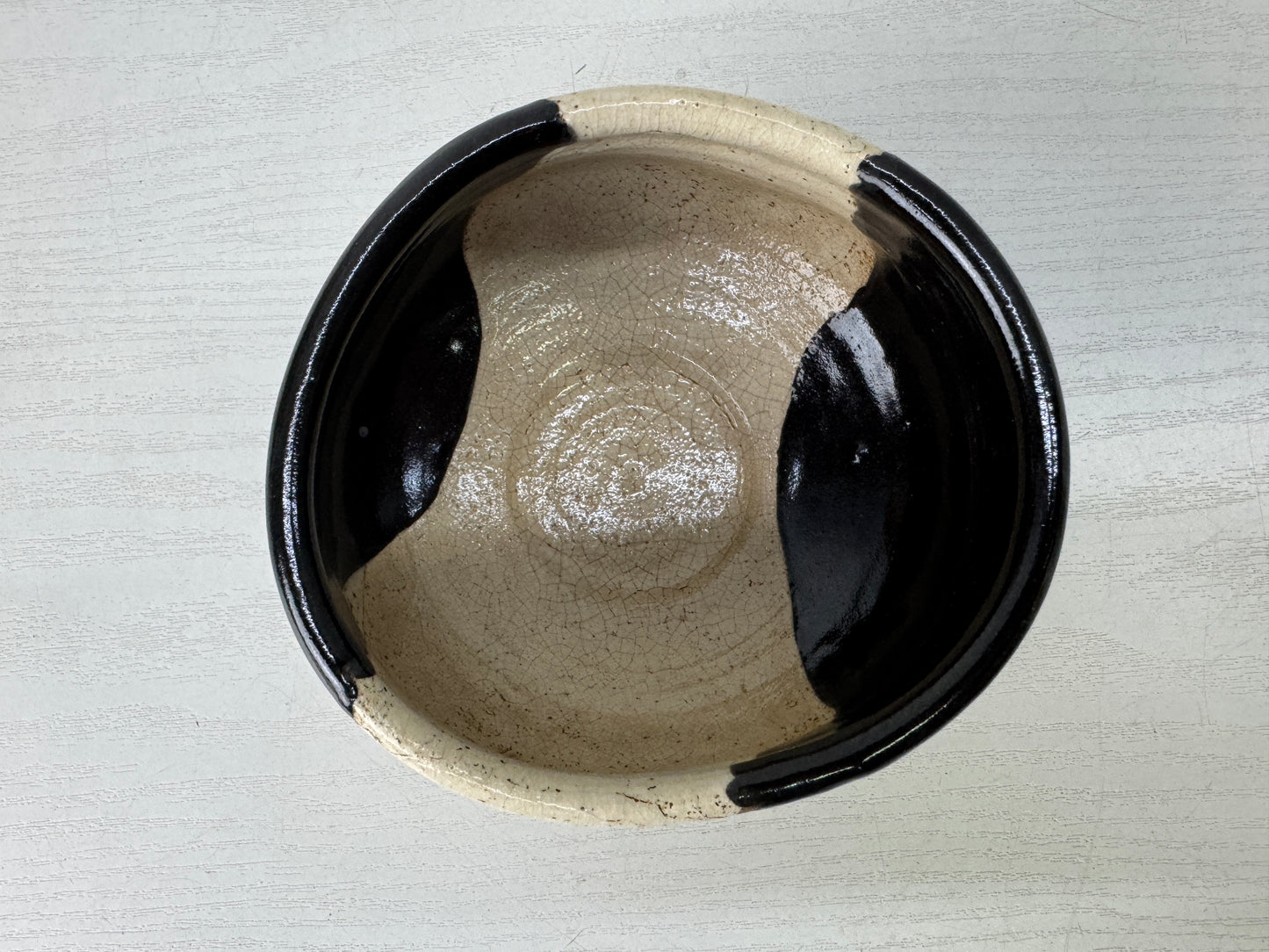 Y10032 CHAWAN Kuro-Oribe bowl signed box Japan antique tea ceremony pottery cup