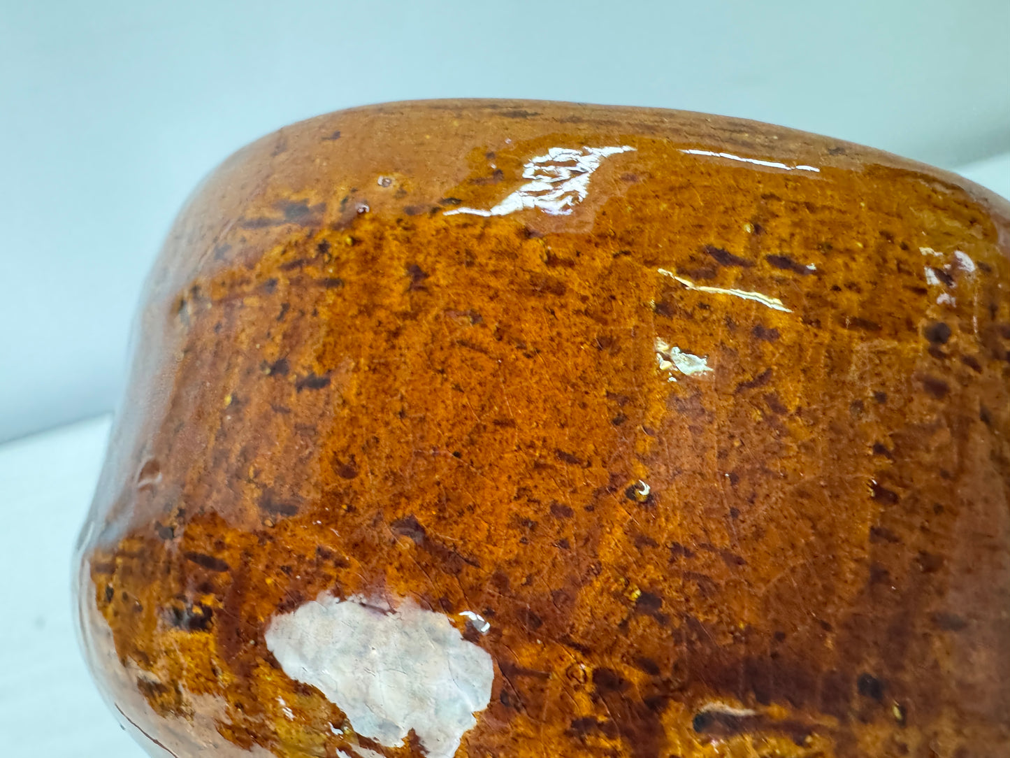 Y10034 CHAWAN Oohi-ware bowl signed box Japan antique tea ceremony pottery cup