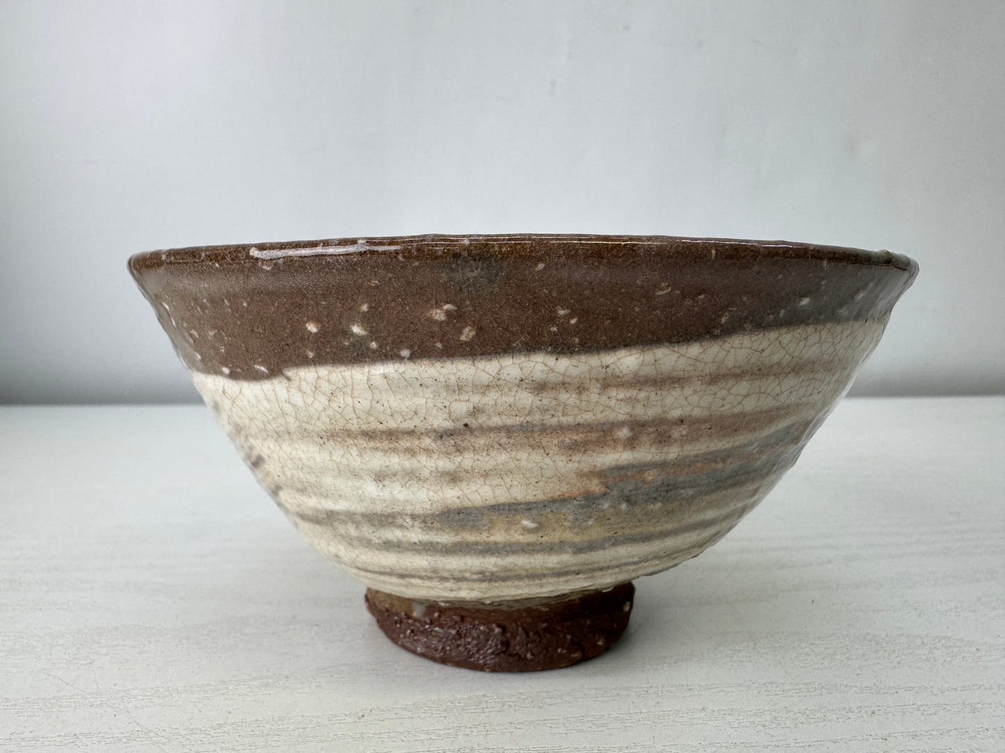 Y10035 CHAWAN Hakeme brushmark bowl  signed box Japan antique tea ceremony cup