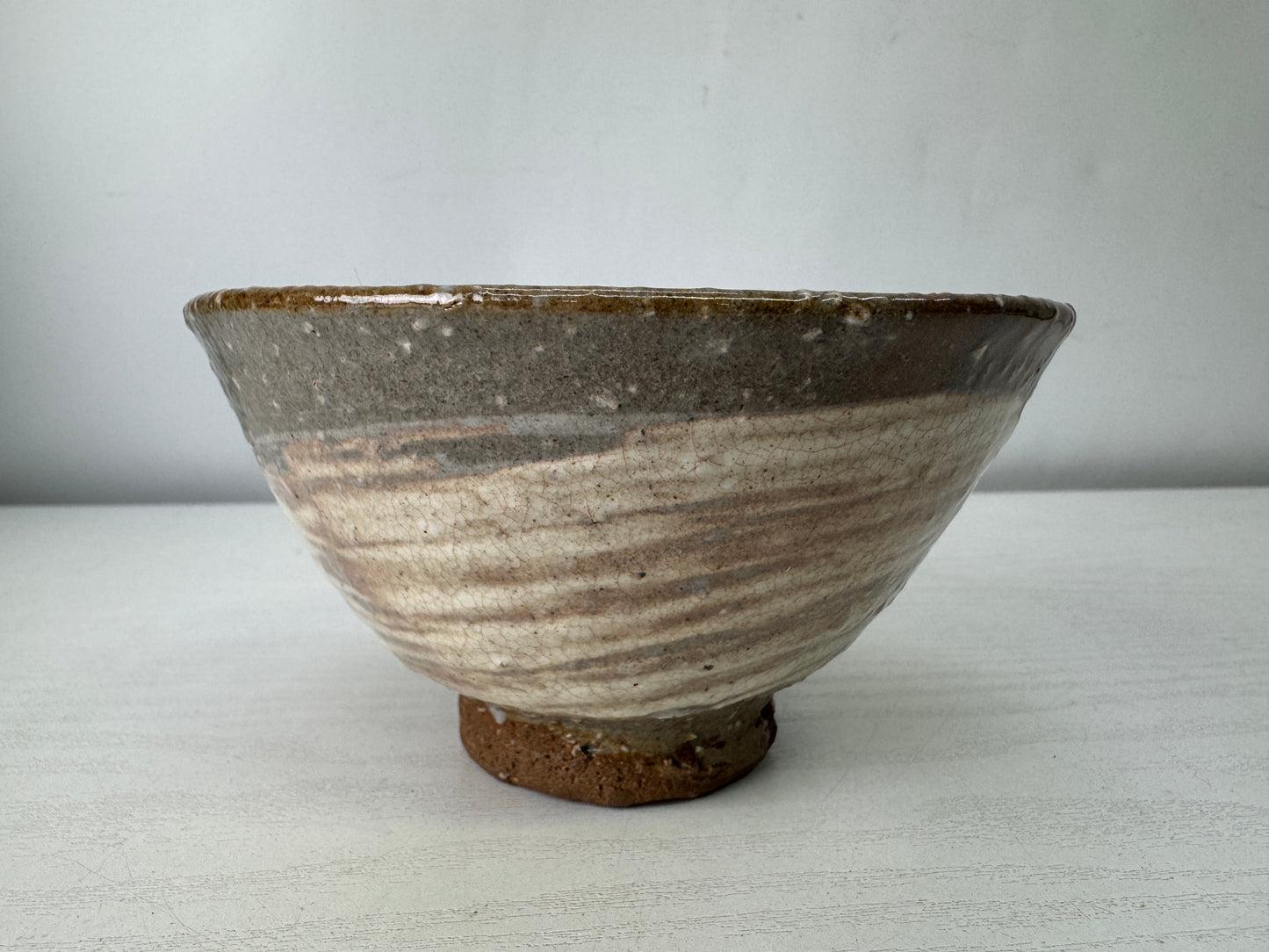 Y10035 CHAWAN Hakeme brushmark bowl  signed box Japan antique tea ceremony cup