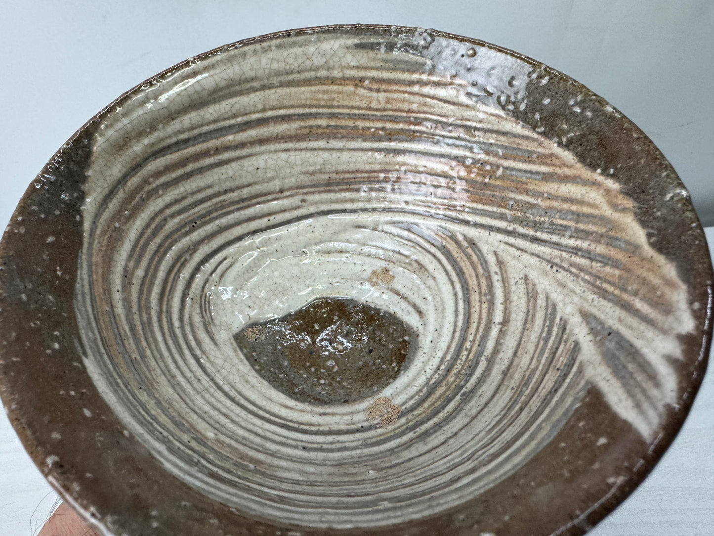 Y10035 CHAWAN Hakeme brushmark bowl  signed box Japan antique tea ceremony cup