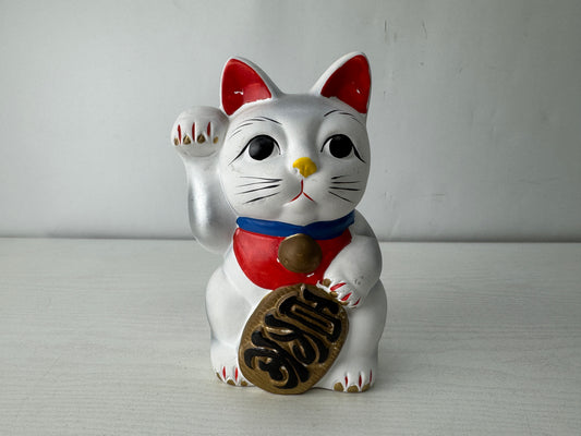 Y10036 OKIMONO ceramic Maneki-neko figurine lucky charm Japan antique interior