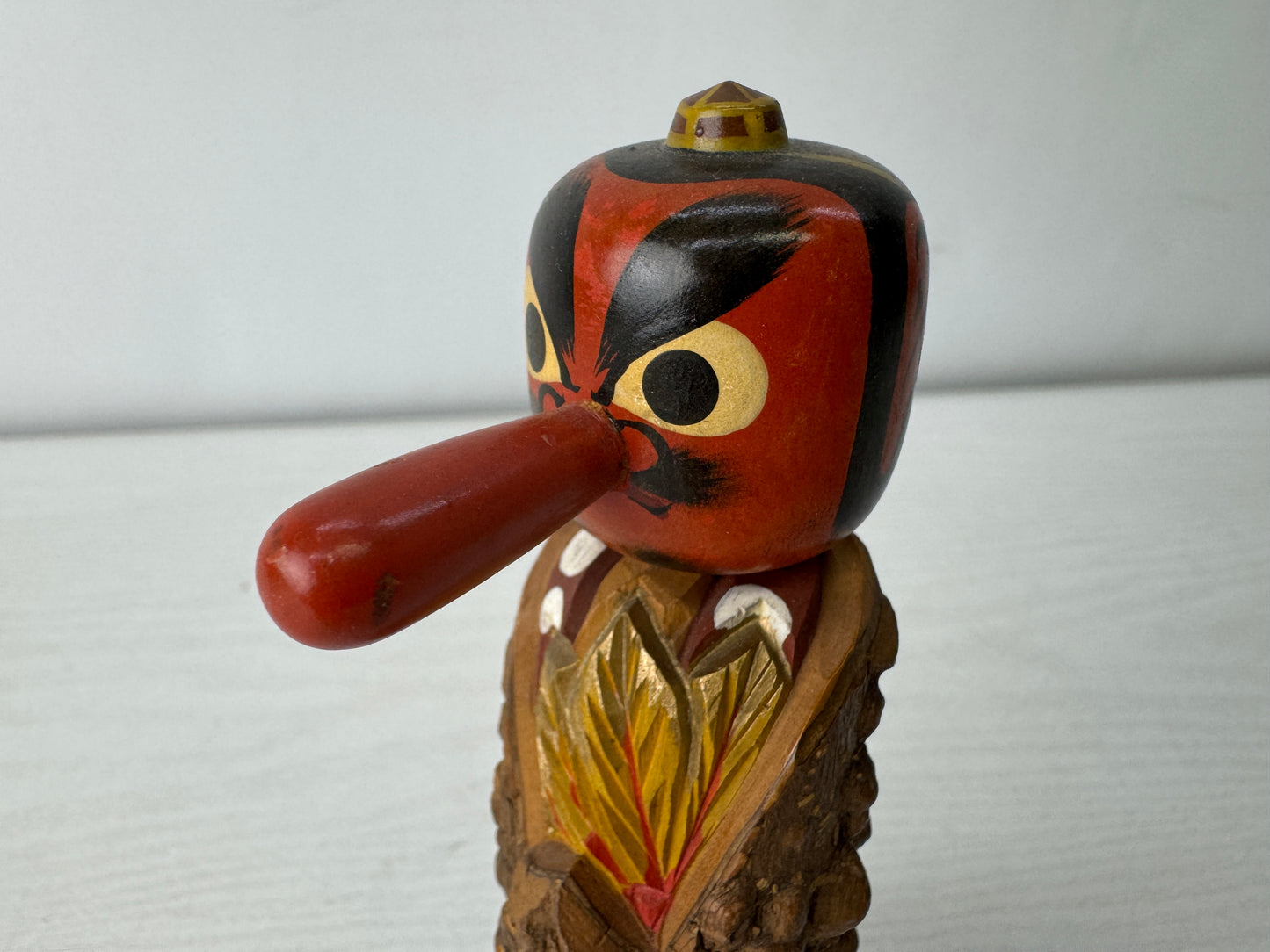 Y10037 NINGYO wooden Tengu Kokeshi doll Showa retro Japan antique figure decor