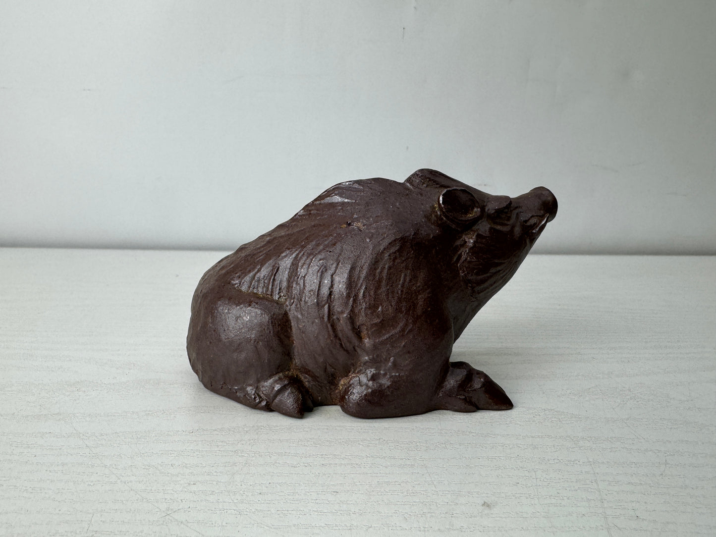 Y10040 OKIMONO Kyo-ware Boar figurine signed box Japan antique interior figure