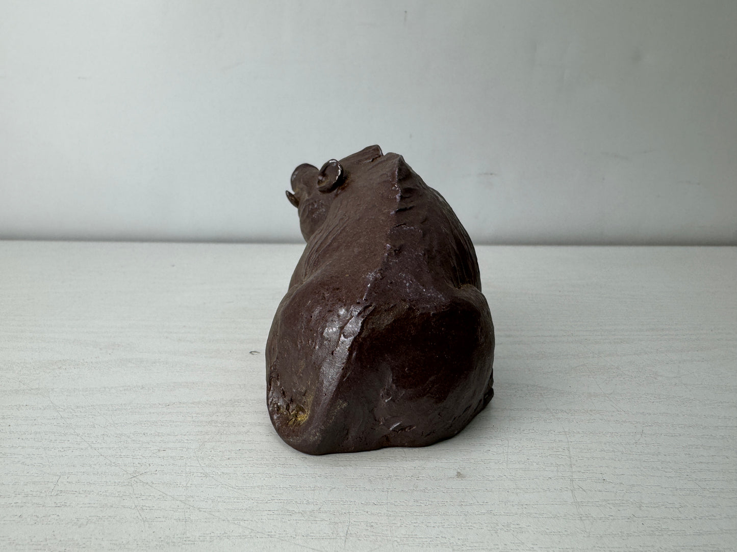 Y10040 OKIMONO Kyo-ware Boar figurine signed box Japan antique interior figure