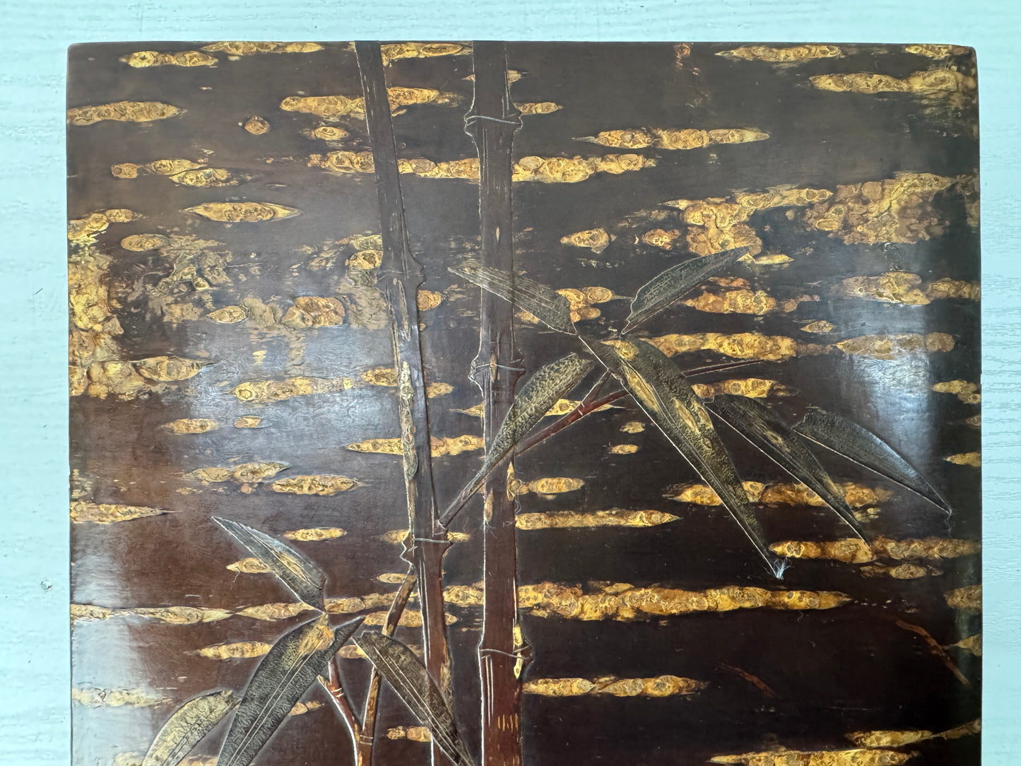 Y10042 BOX Marquetry Letter case Bamboo Cherry blossom Japan antique stationery