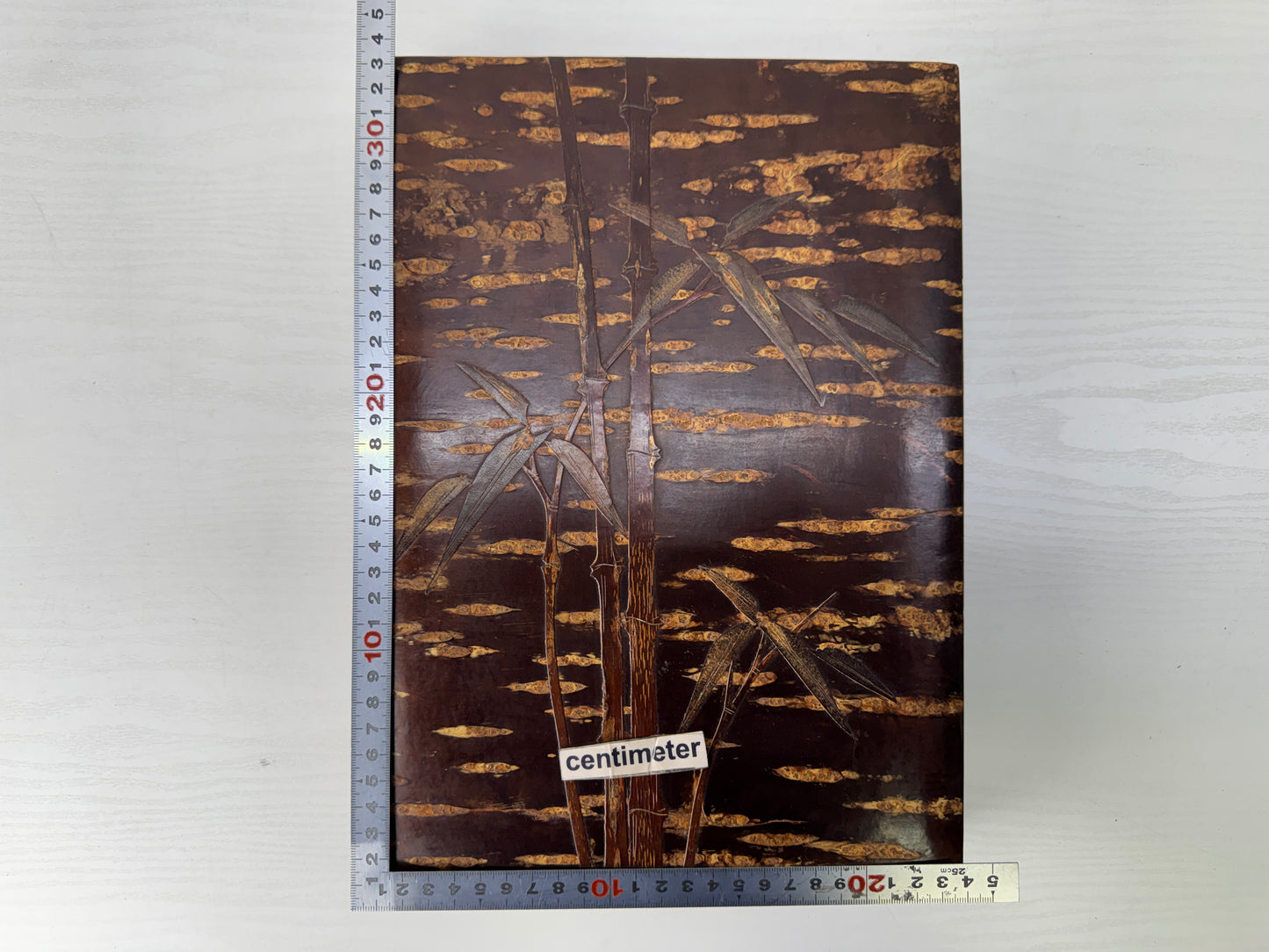 Y10042 BOX Marquetry Letter case Bamboo Cherry blossom Japan antique stationery