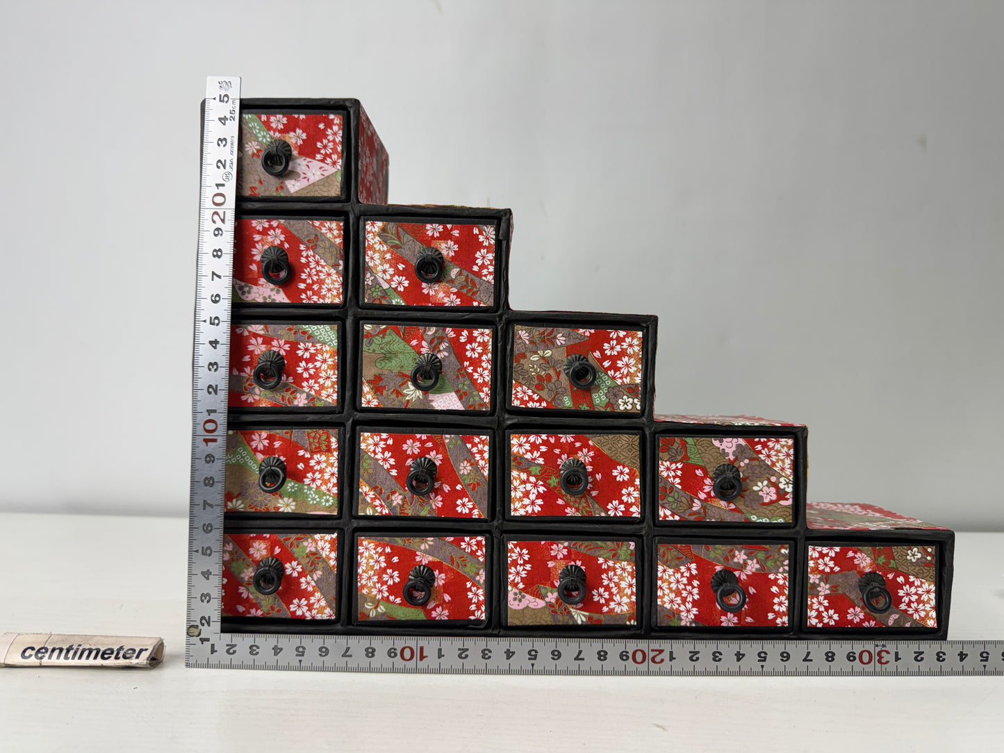 Y10043 TANSU Step-up small chest of drawers cardboard Japan antique furniture