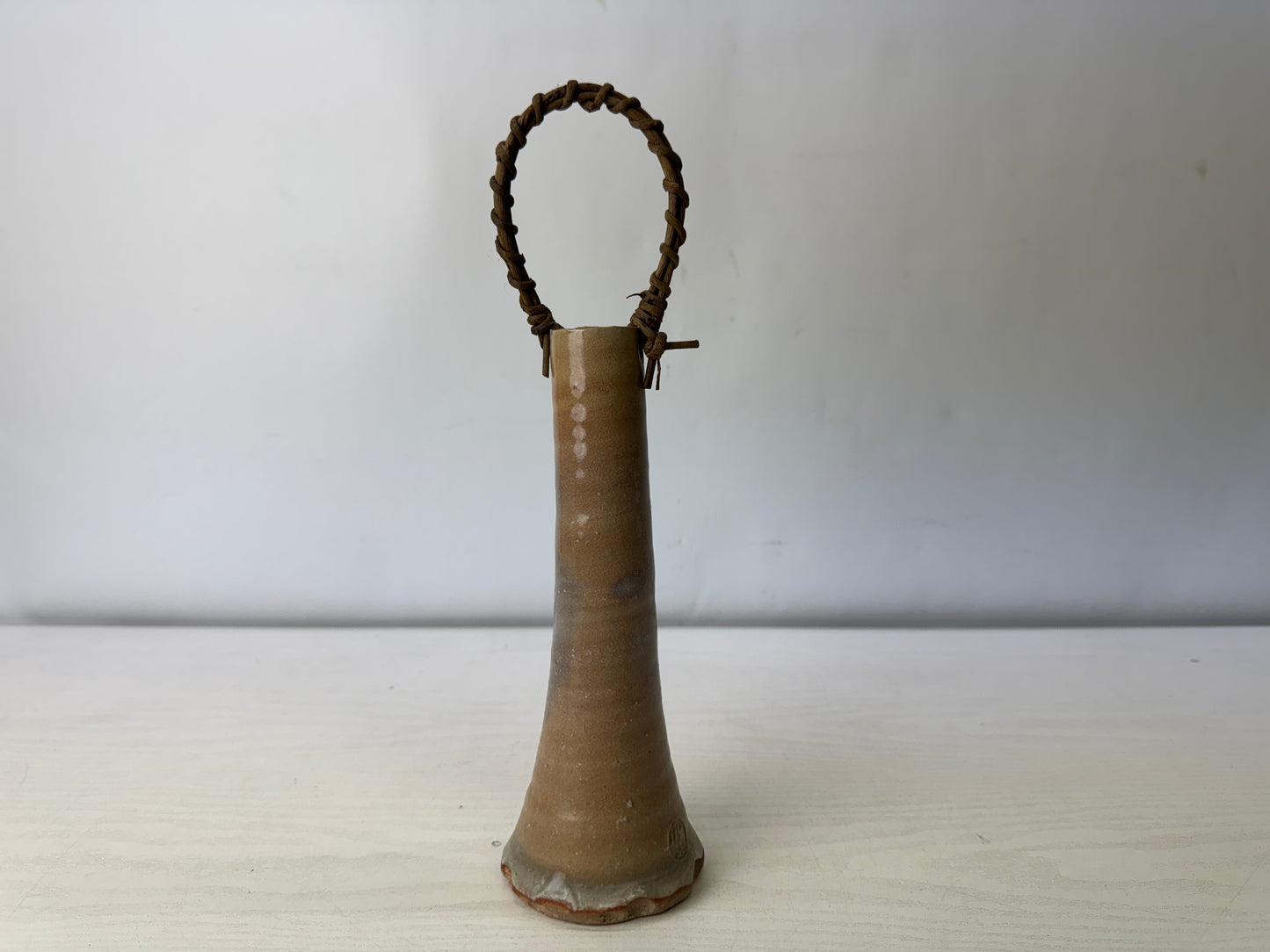 Y10044 FLOWER VASE Hagi-ware signed box Japan antique ikebana floral arrangement