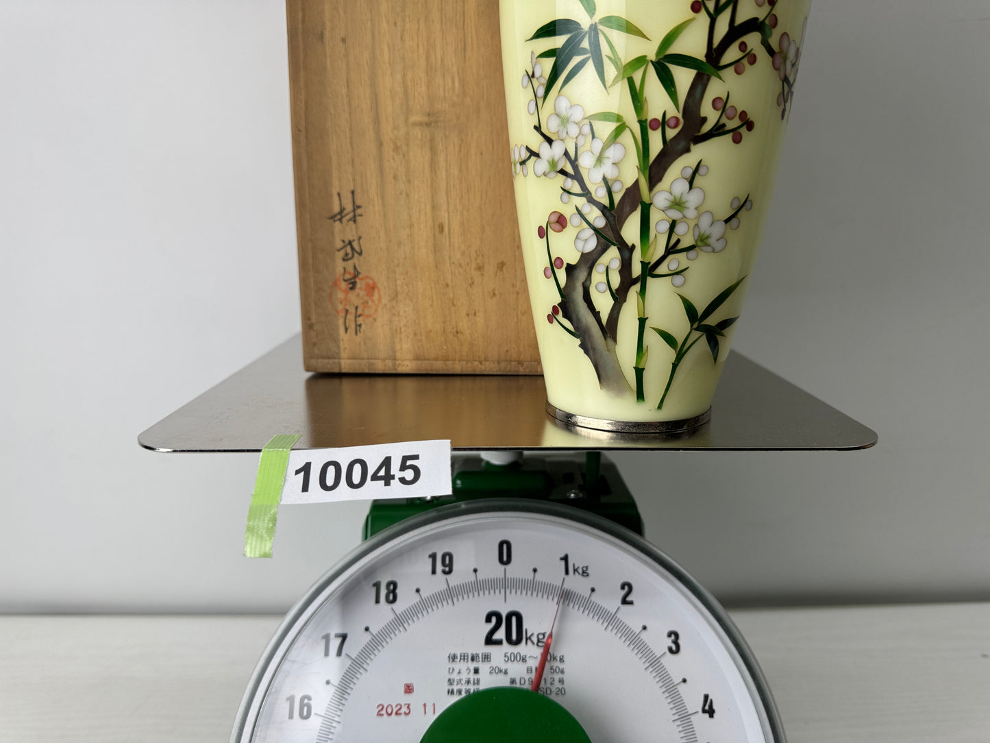 Y10045 FLOWER VASE Cloisonne signed box Japan antique ikebana floral arrangement