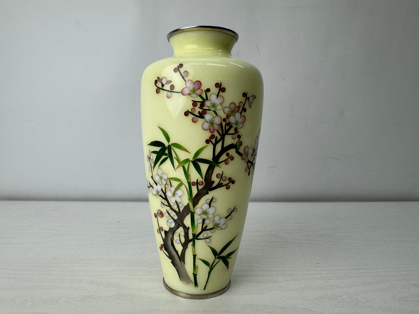 Y10045 FLOWER VASE Cloisonne signed box Japan antique ikebana floral arrangement