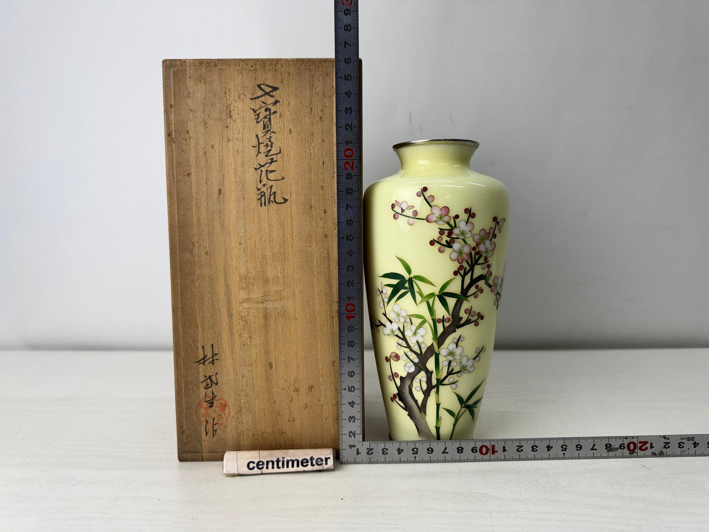 Y10045 FLOWER VASE Cloisonne signed box Japan antique ikebana floral arrangement